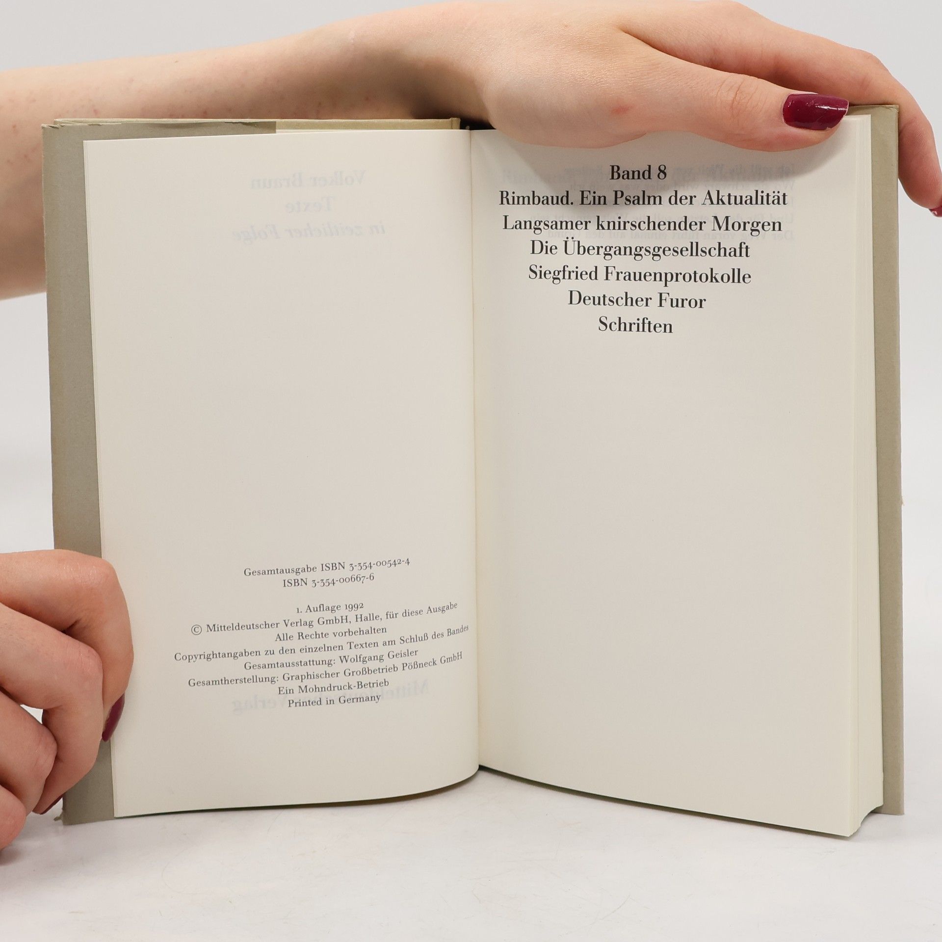 Volker Braun Texte in zeitlicher Folge Band 8