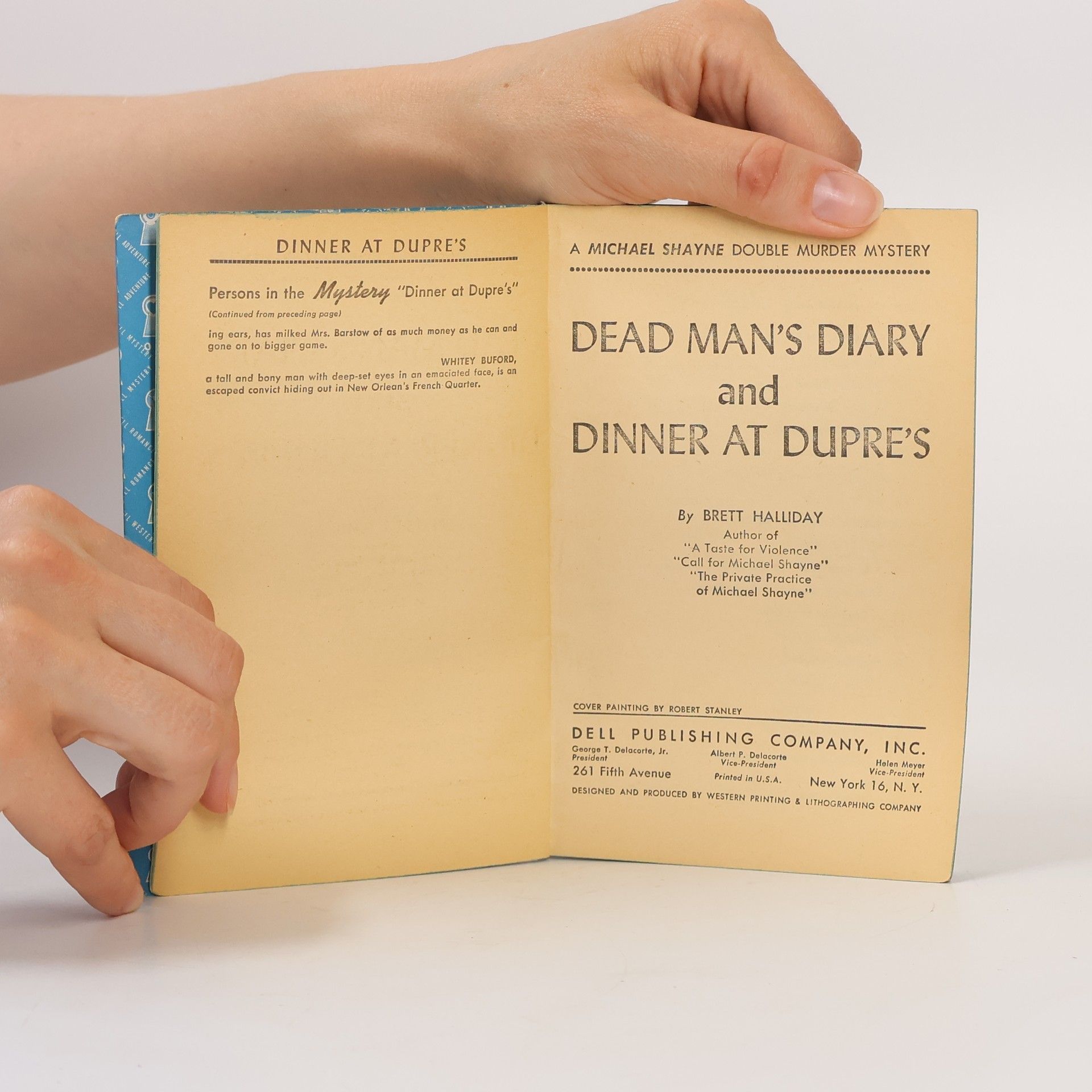 Brett Halliday Dead Man's Diary and Dinner at Dupre's