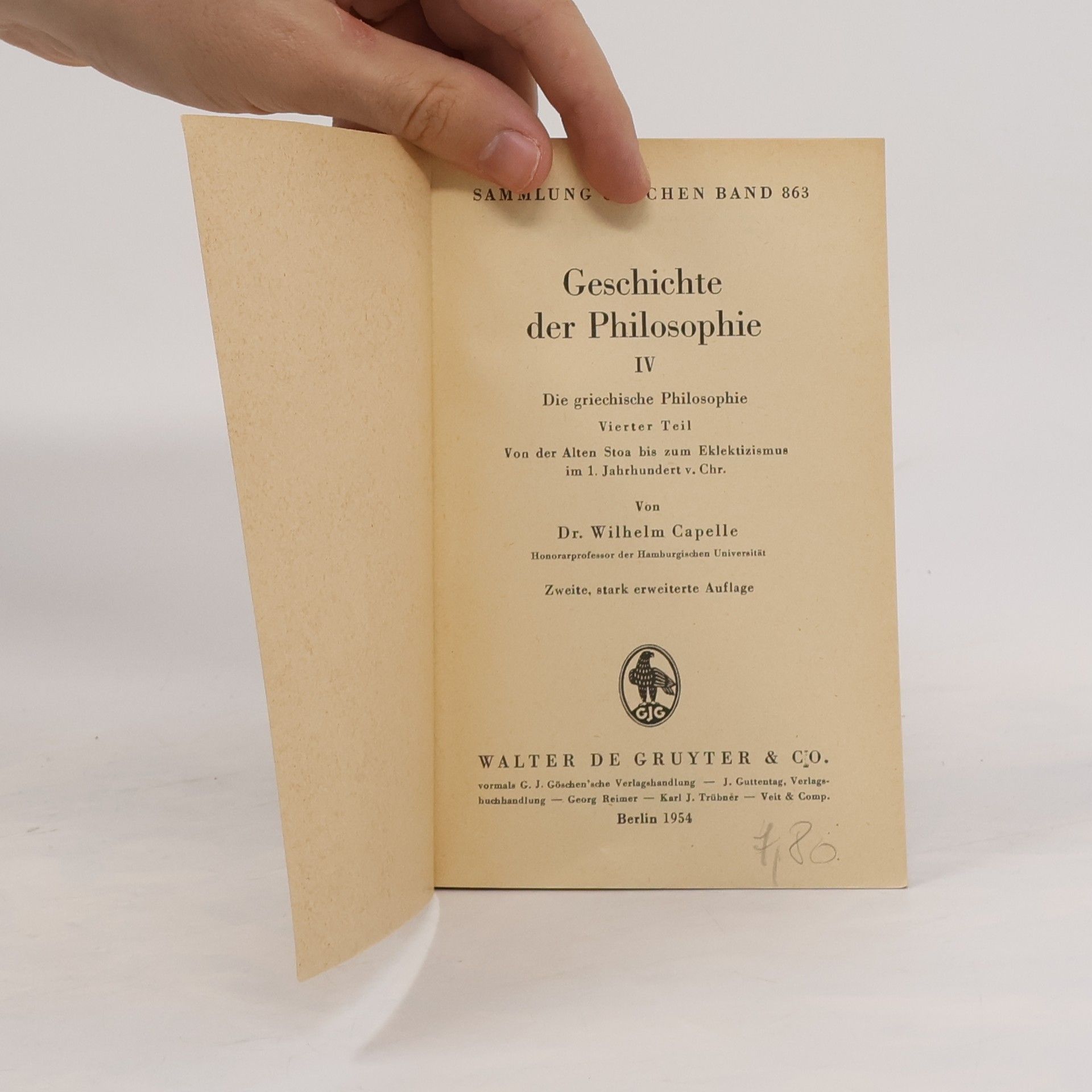 Wilhelm Capelle Geschichte der Philosophie IV