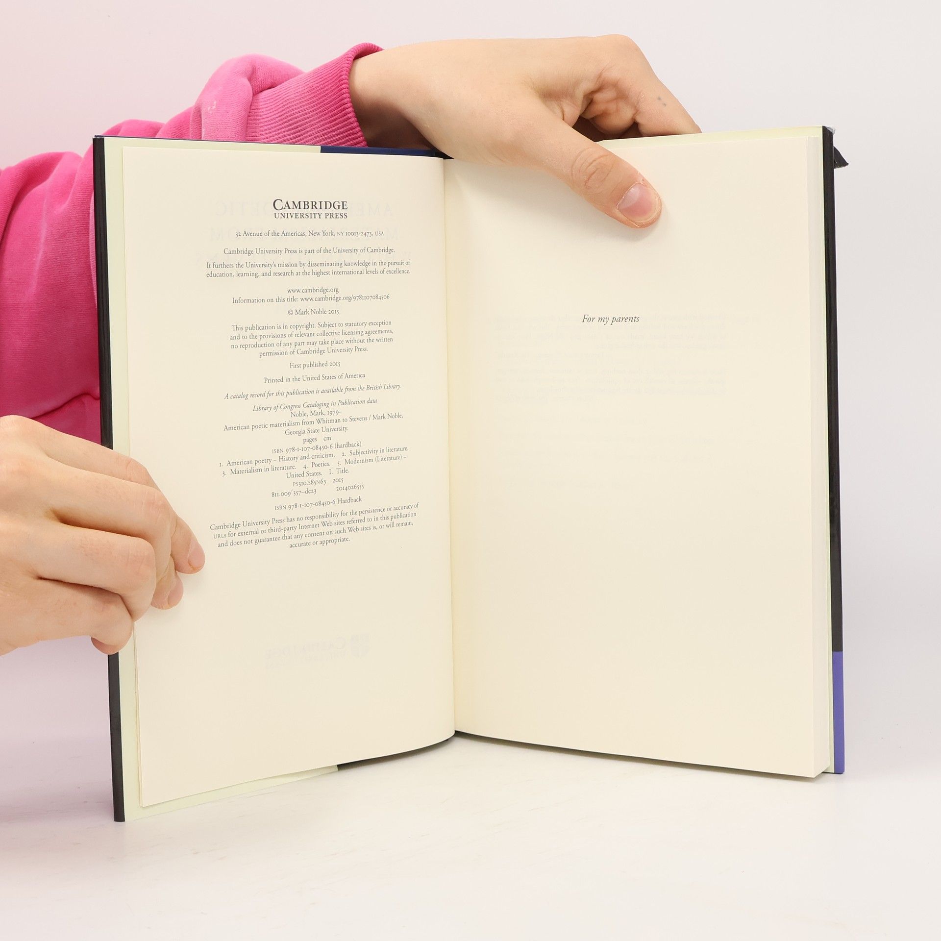 Mark Noble Cambridge Studies in American Literature and Culture: American Poetic Materialism from Whitman to Stevens