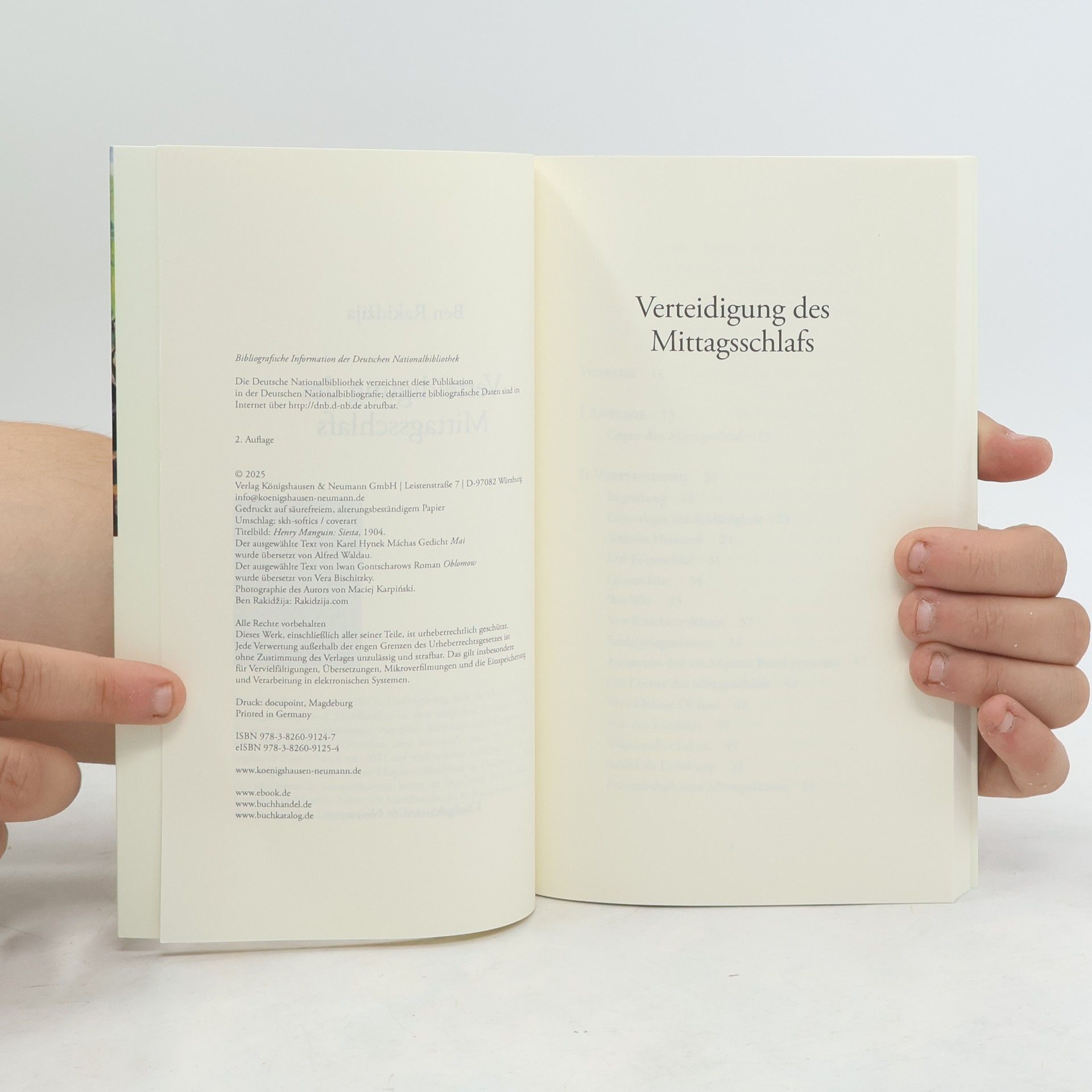 Ben Rakidžija Verteidigung des Mittagsschlafs