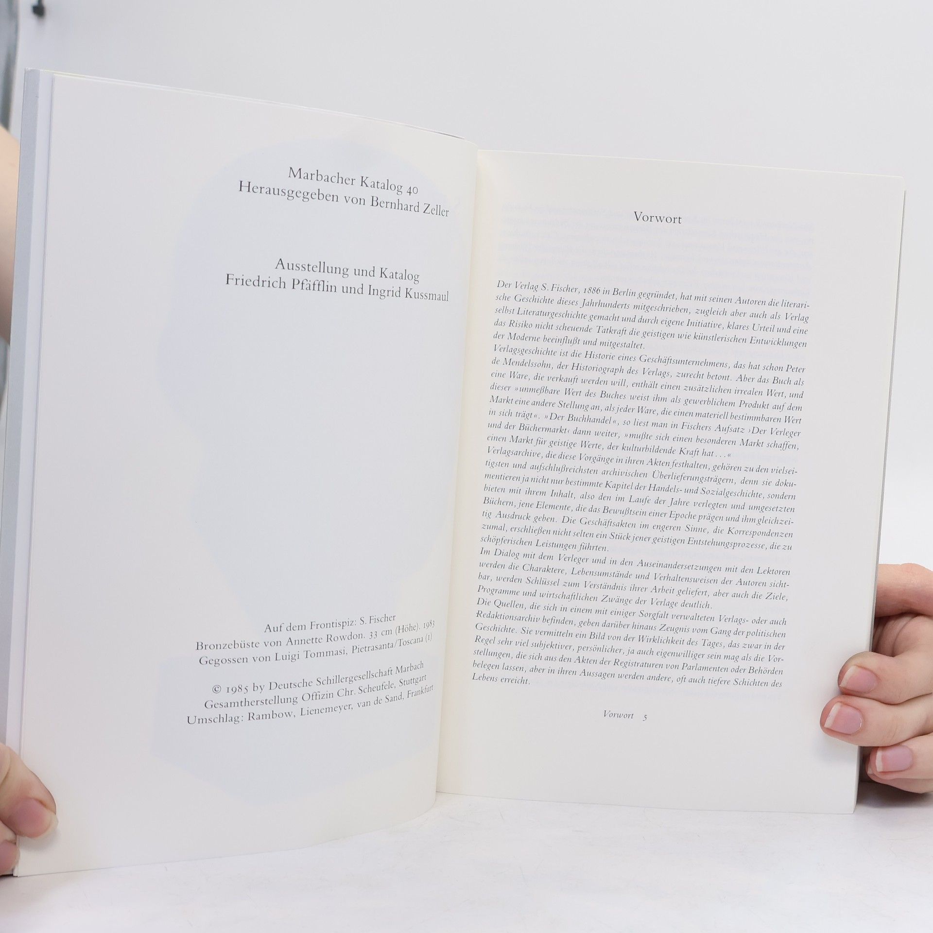 Friedrich Pfäfflin S. Fischer Verlag. Von der Gründung bis zur Rückkehr aus dem Exil. Eine Ausstellung des Deutschen Literaturarchivs im Schiller-Nationalmuseum (Marbacher Katalog 40)