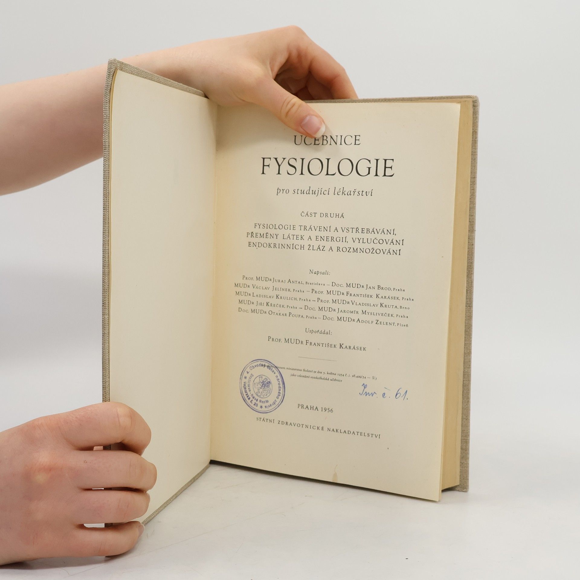 František Karásek Učebnice fysiologie pro studující lékařství II.
