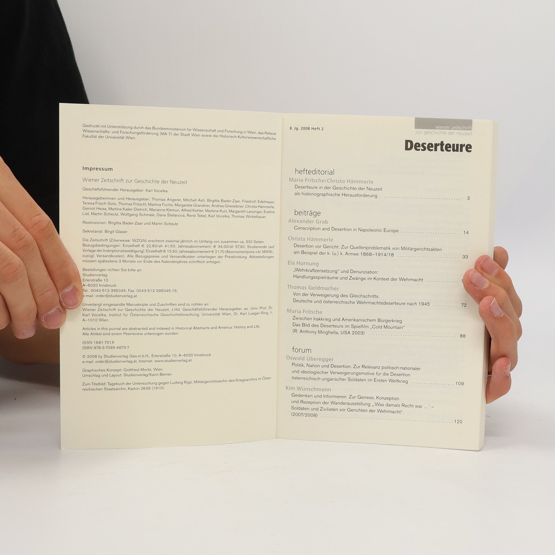 Maria Fritsche Wiener Zeitschrift zur Geschichte der Neuzeit - 8. Jahrgang 2008 Heft 2: Deserteure