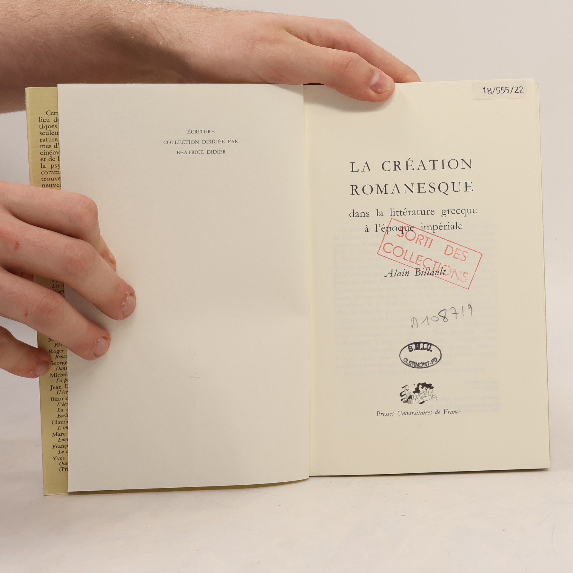 Alain Billault La création romanesque dans la littérature grecque à l'époque impériale