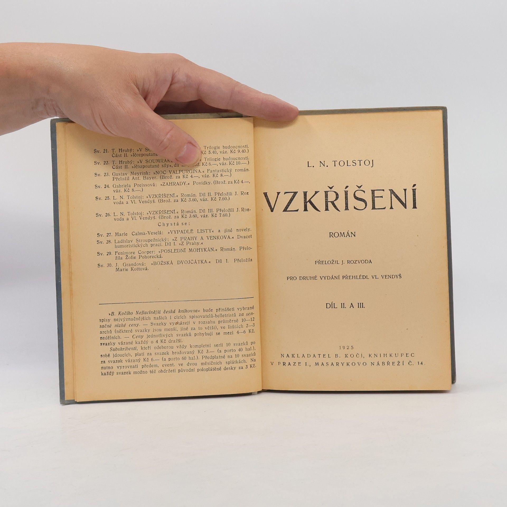Lev Nikolajevič Tolstoj Vzkříšení. Díl II. a III.