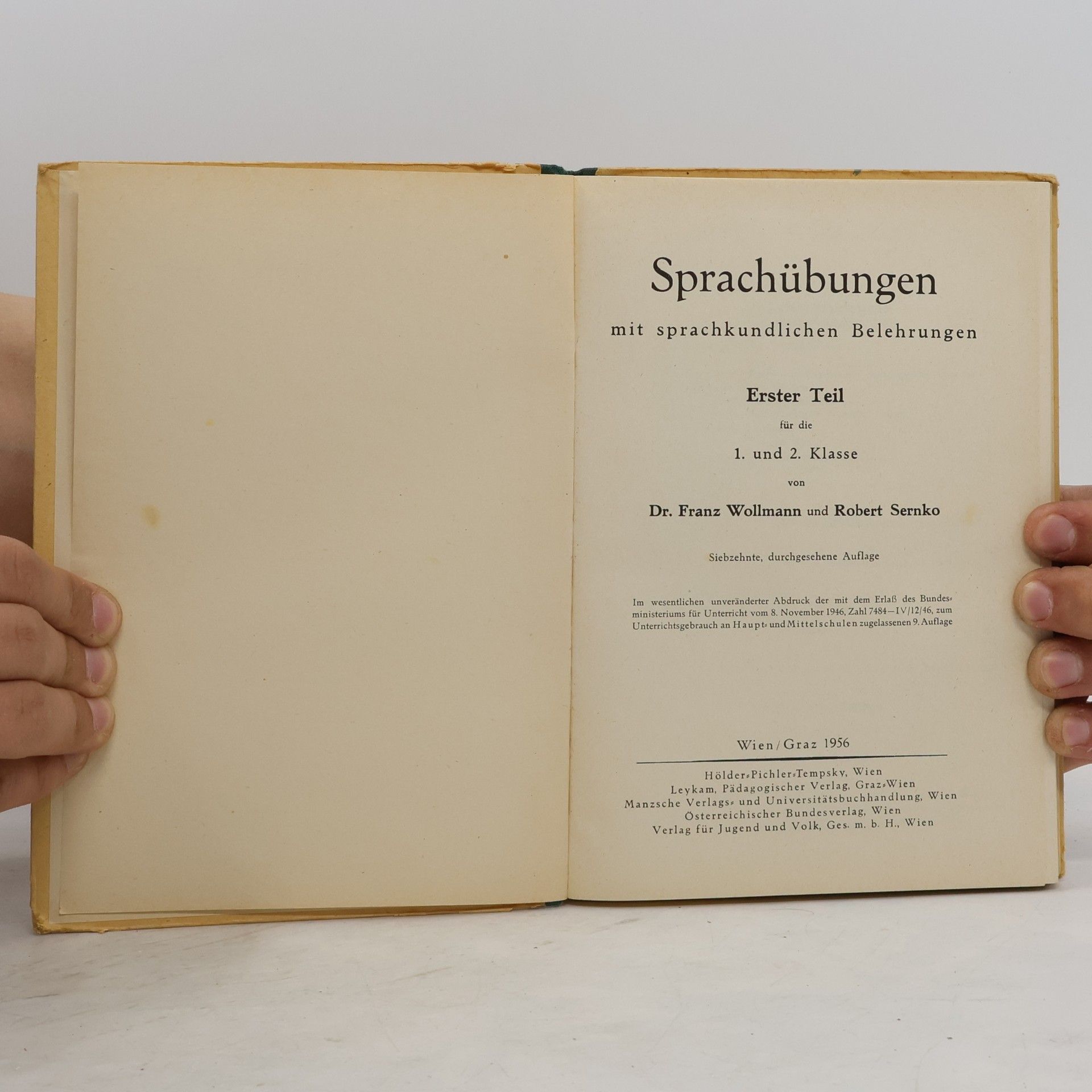 Franz Wollmann Sprachübungen. I. Teil für die 1. und 2. Klasse
