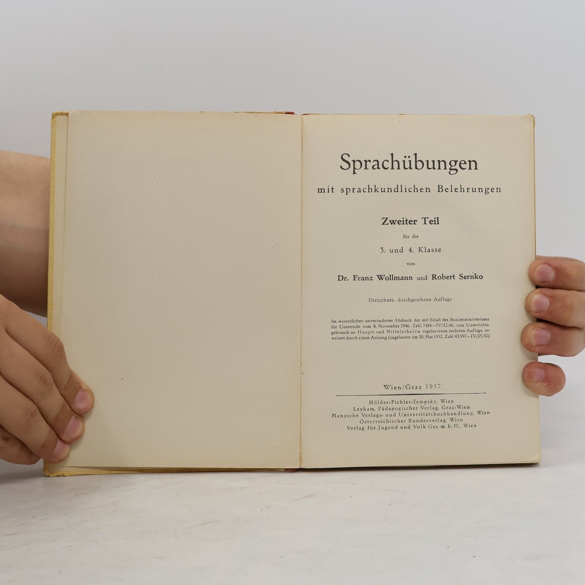 Franz Wollmann Sprachübungen. II. Teil für die 3. und 4. Klasse