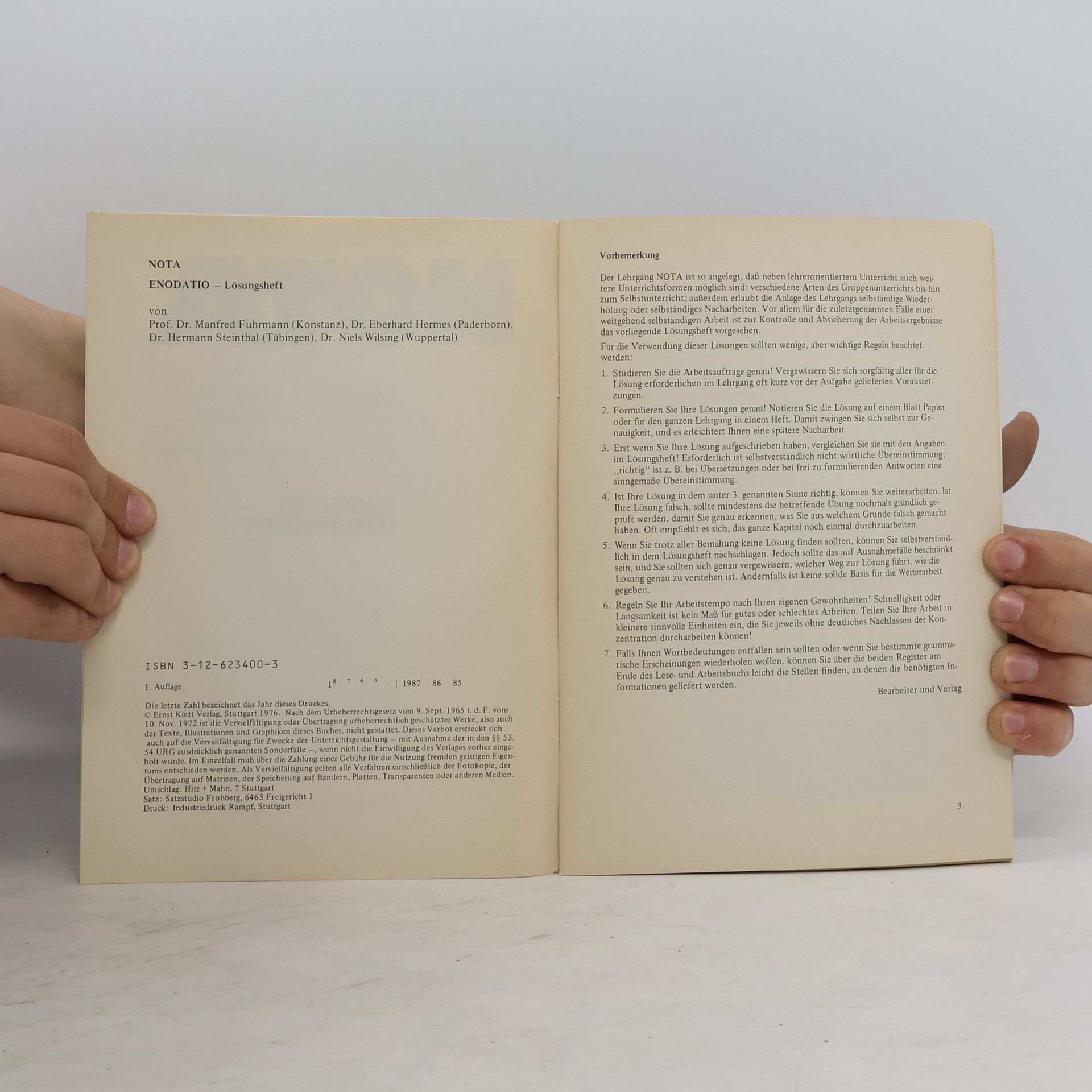 Fuhrmann Nota, Enodatio, Lösungsheft
