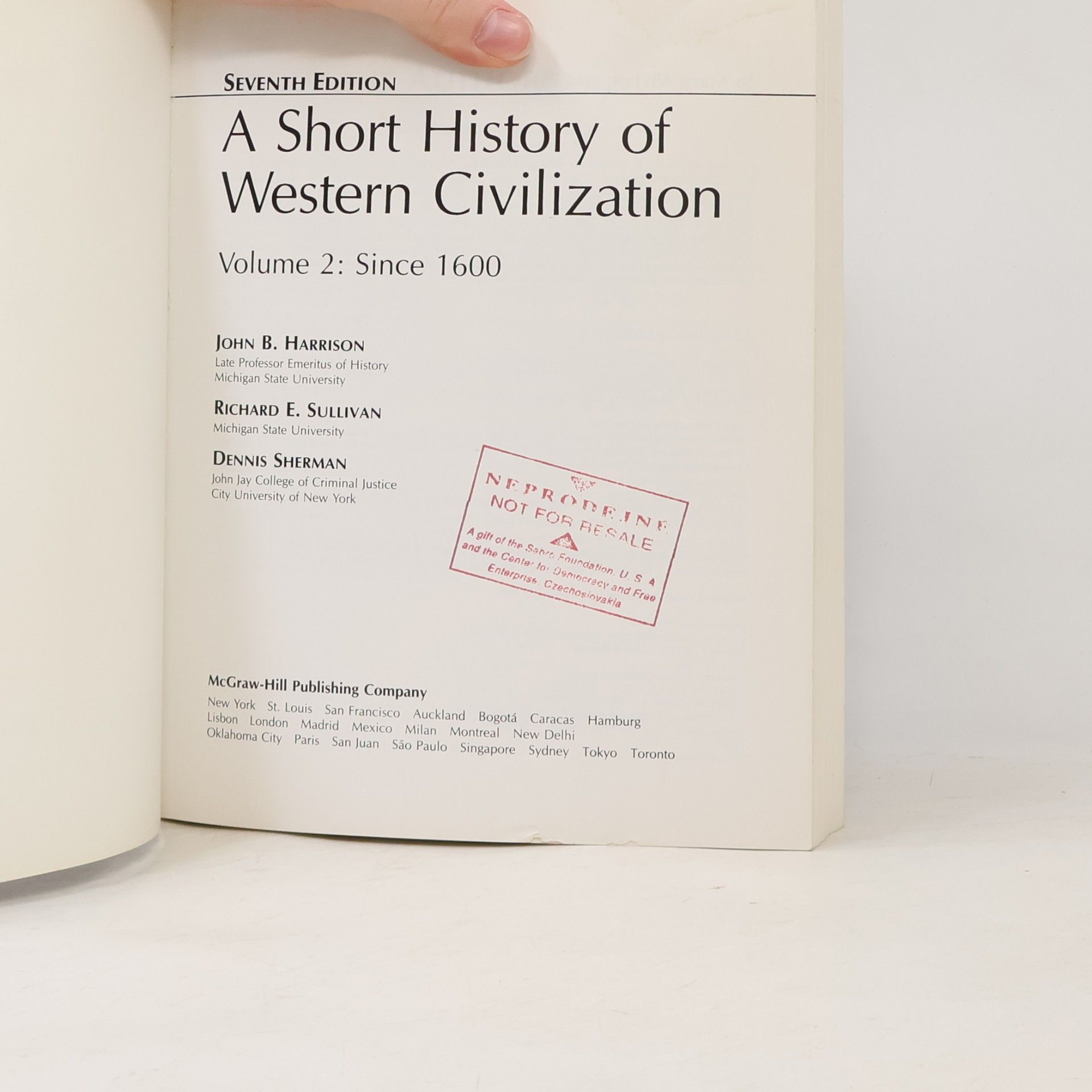 John B. Harrison A Short History of Western Civilization. Volume 2: Since 1600