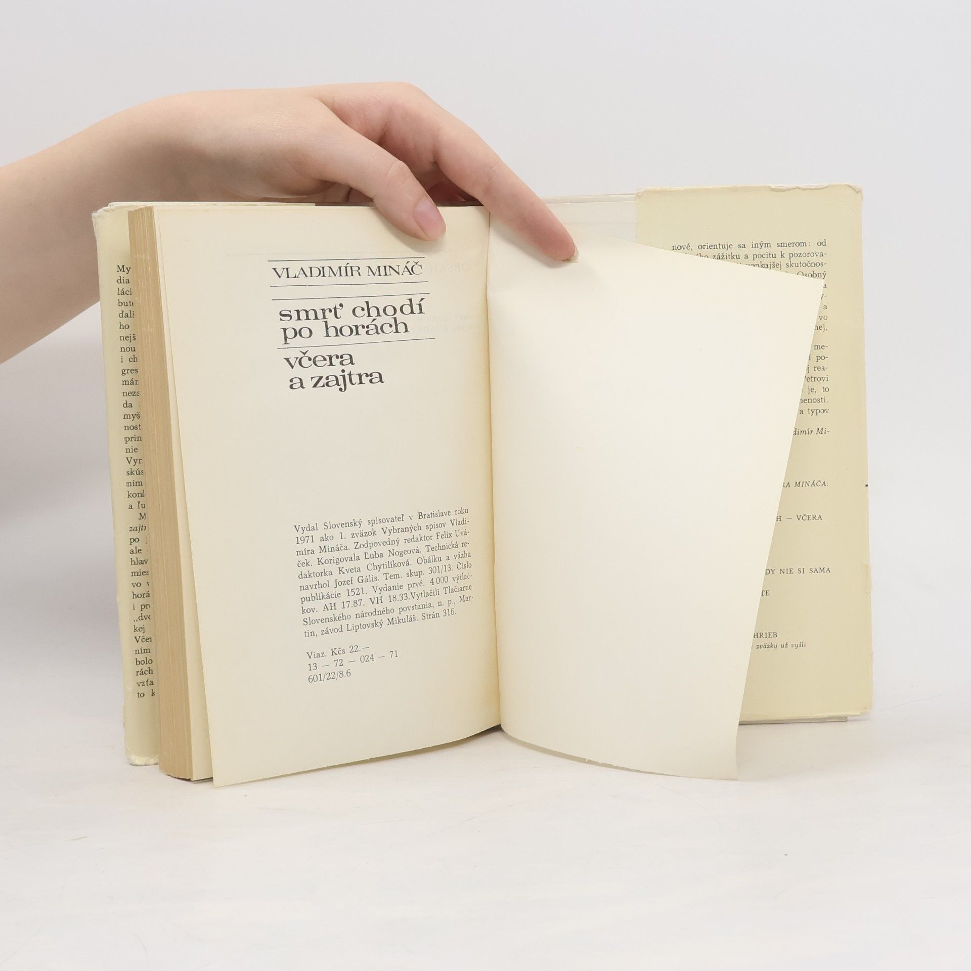 Vladimír Mináč Smrť chodí po horách ; Včera a zajtra