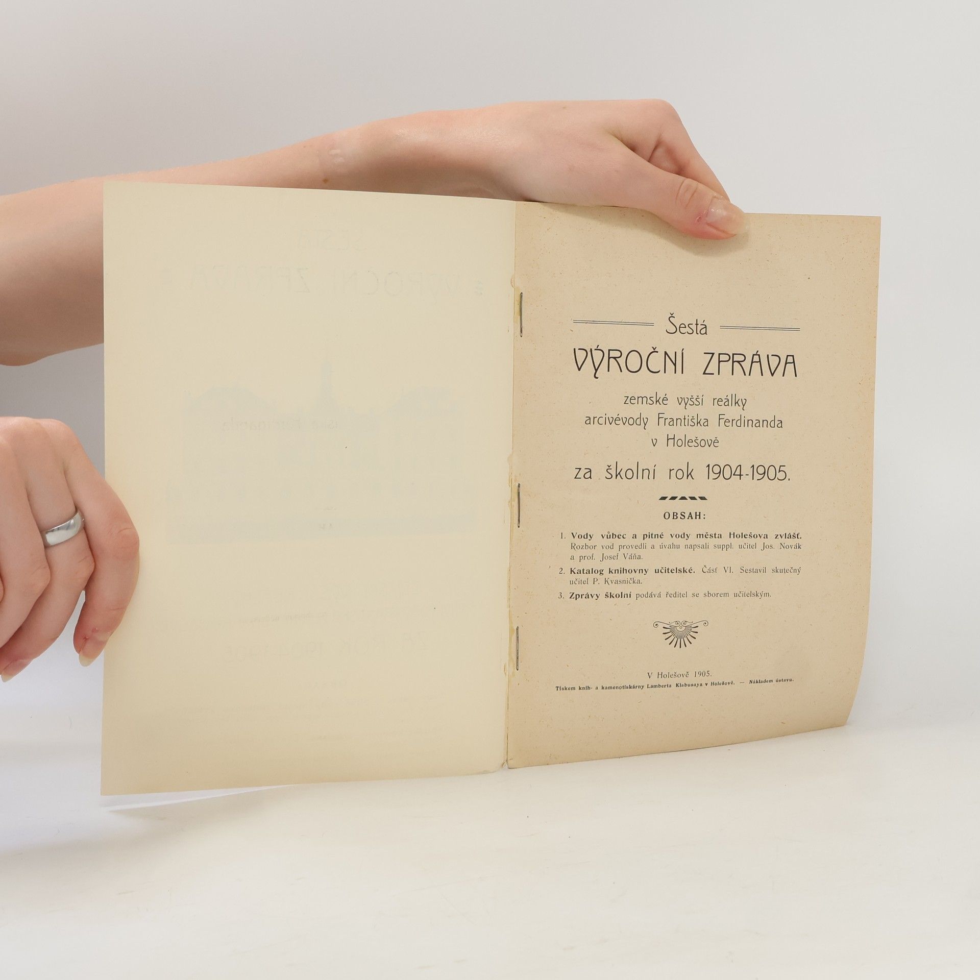 AA.VV. Šestá výroční zpráva za rok 1904-1905