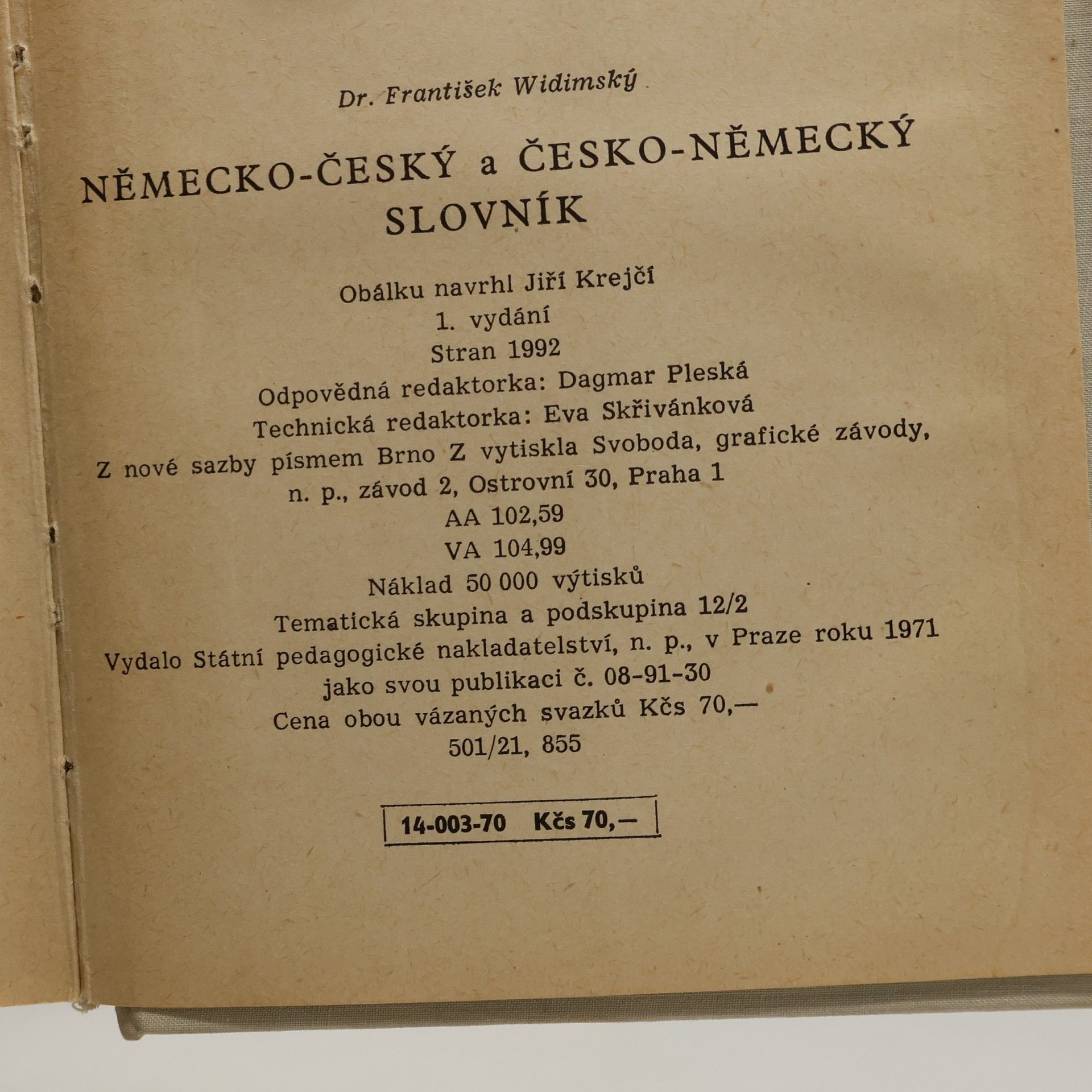 František Widimský Německo-český, česko-německý slovník