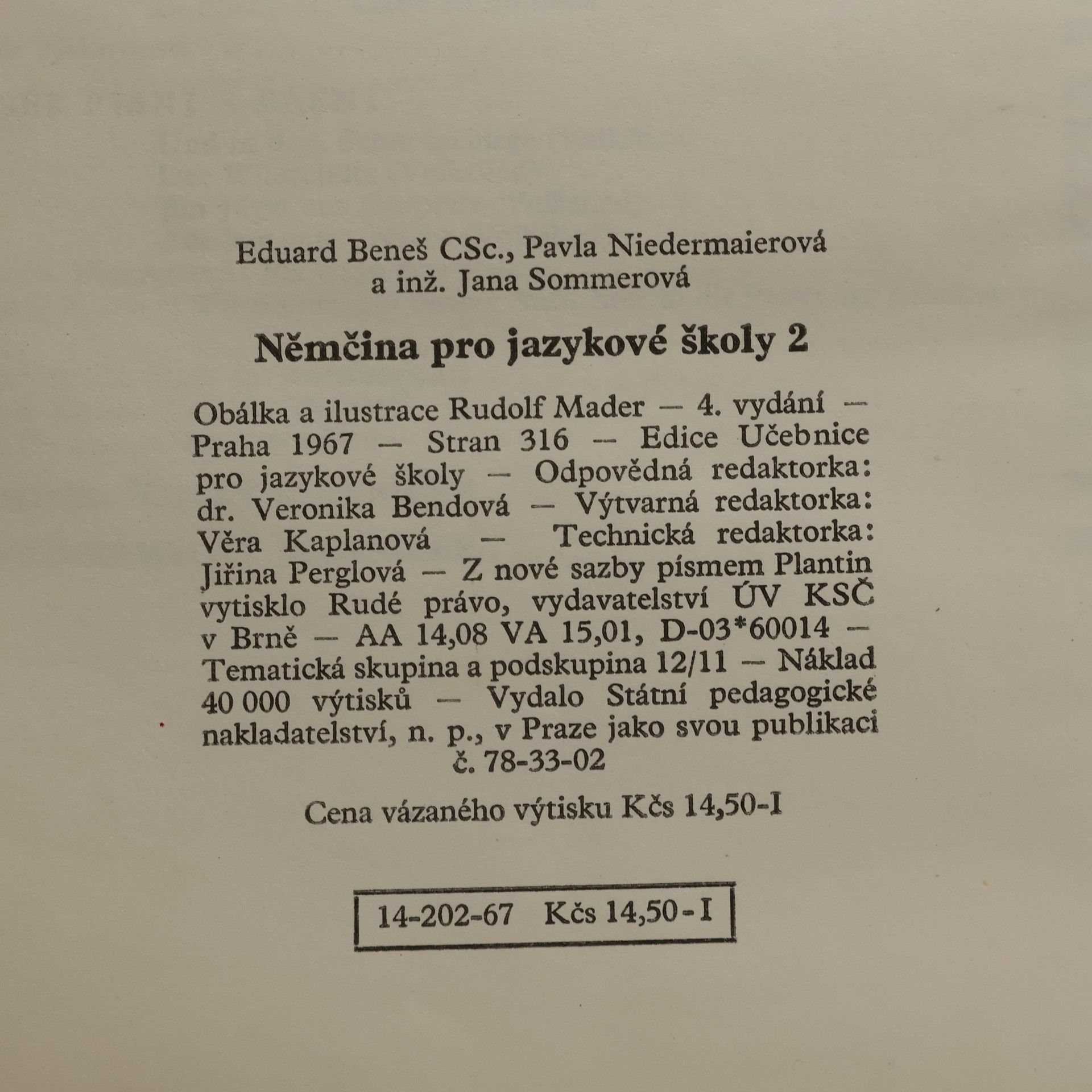 Eduard Beneš Němčina pro jazykové školy 2