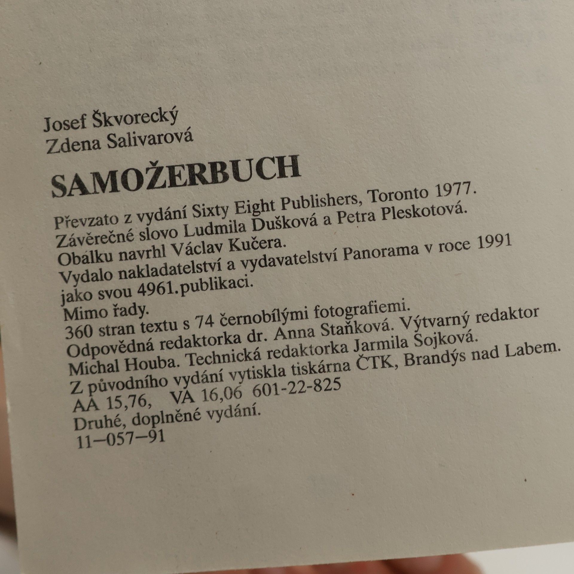 Josef Škvorecký Samožerbuch