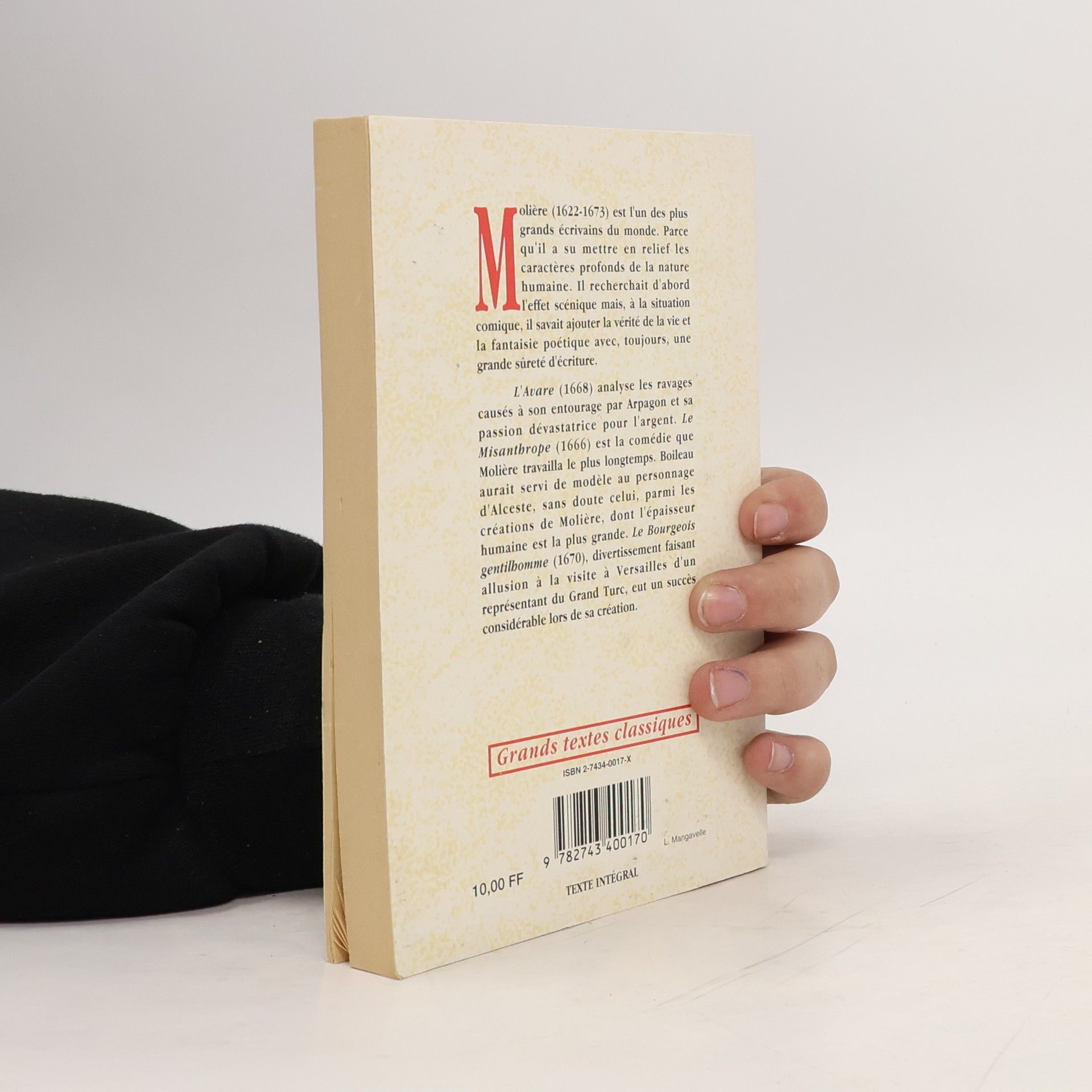 Molière L'Avare, Le Misanthrope, Le Bourgeois gentilhomme