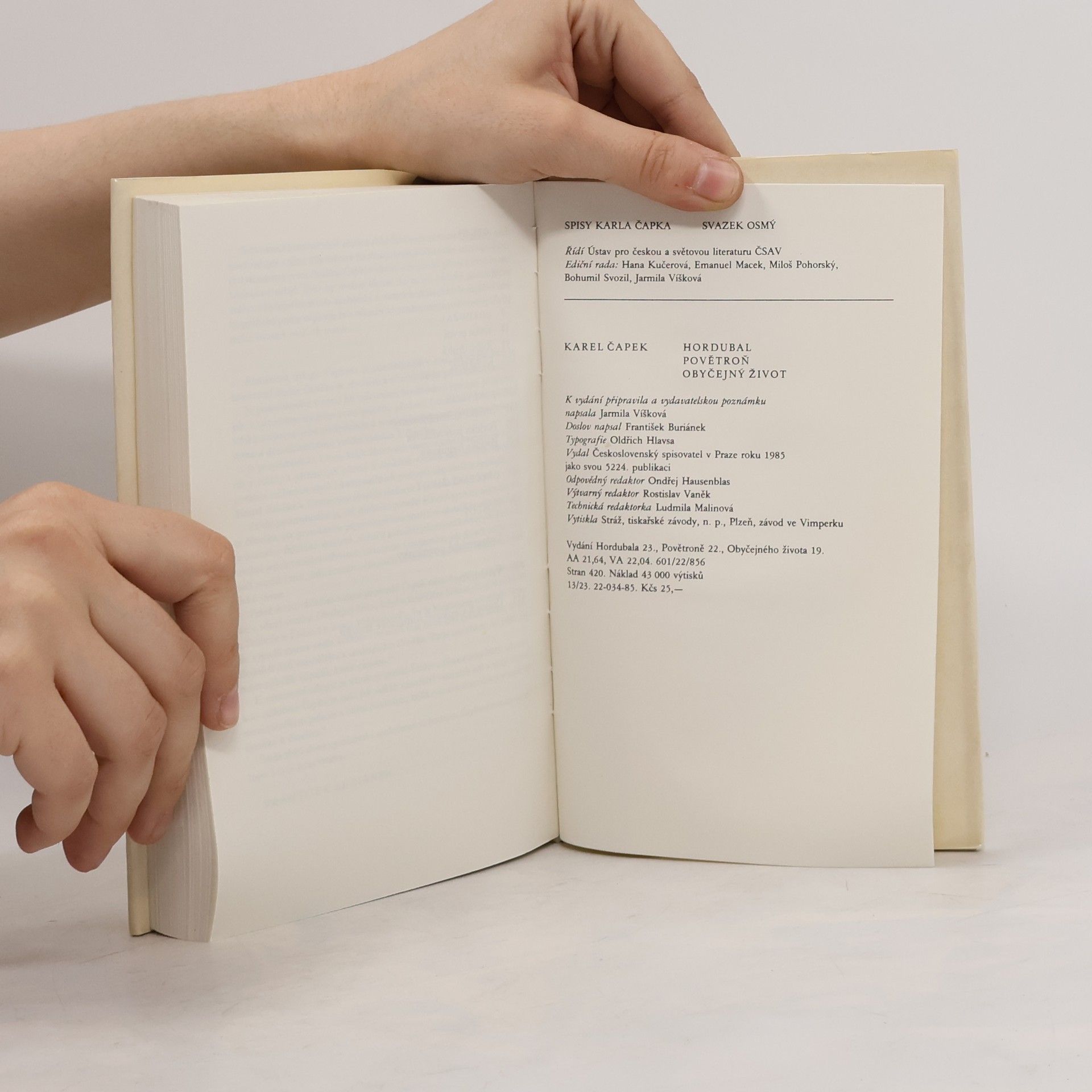 Karel Čapek Spisy VIII. Hordubal. Povětroň. Obyčejný život