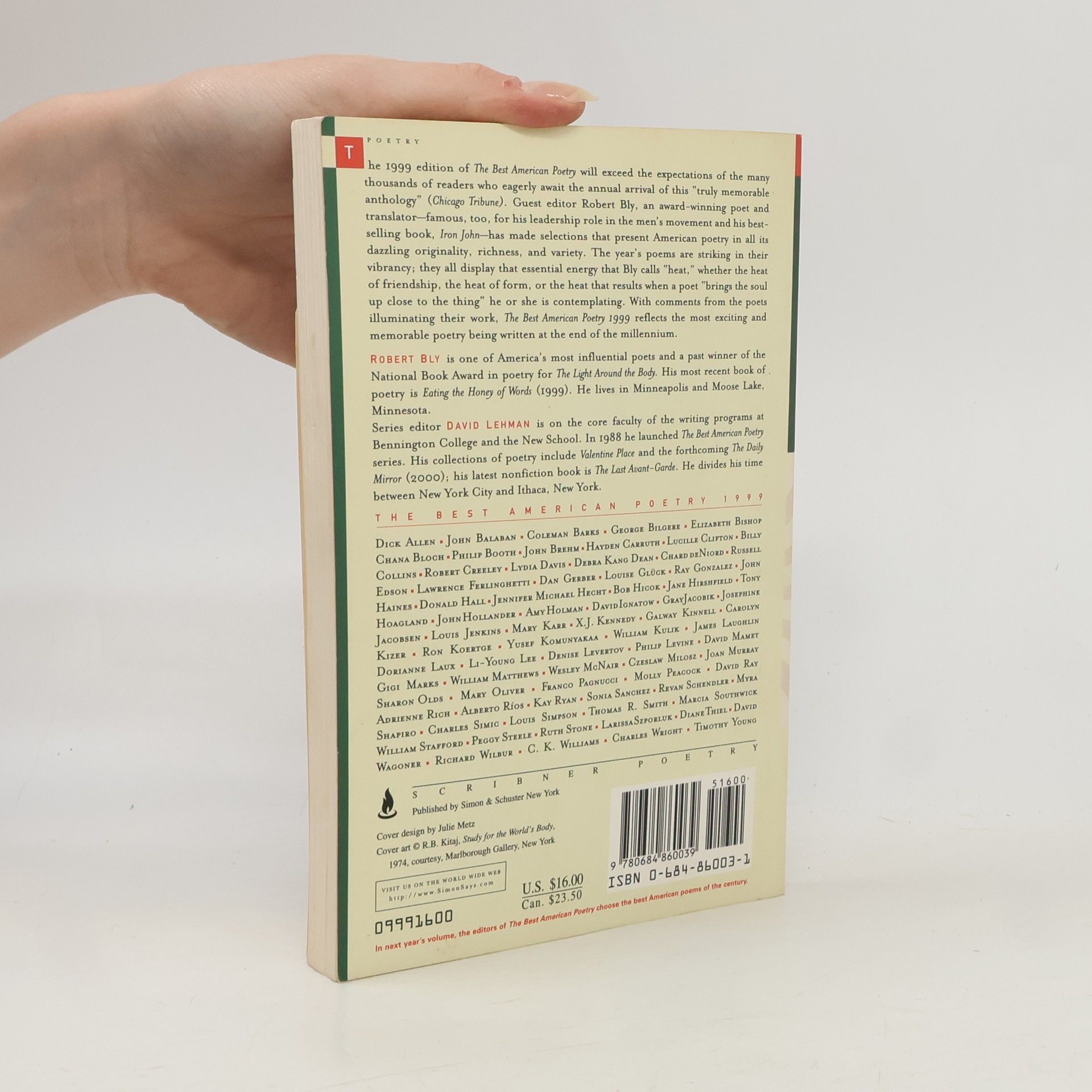 David Lehman The Best American Poetry 1999