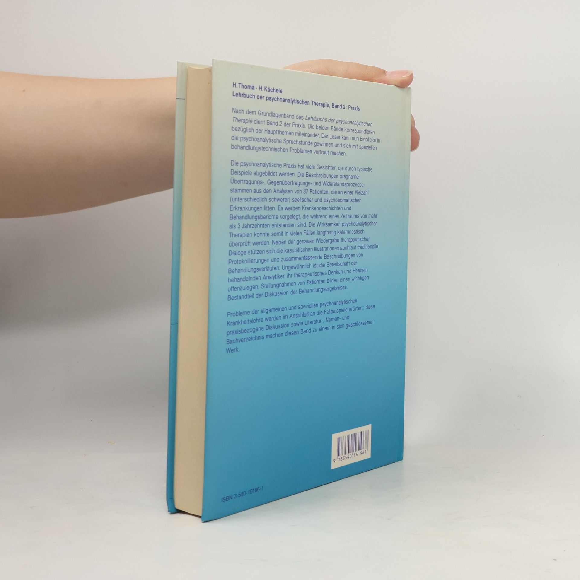 Helmut Thomä Lehrbuch der psychoanalytischen Therapie