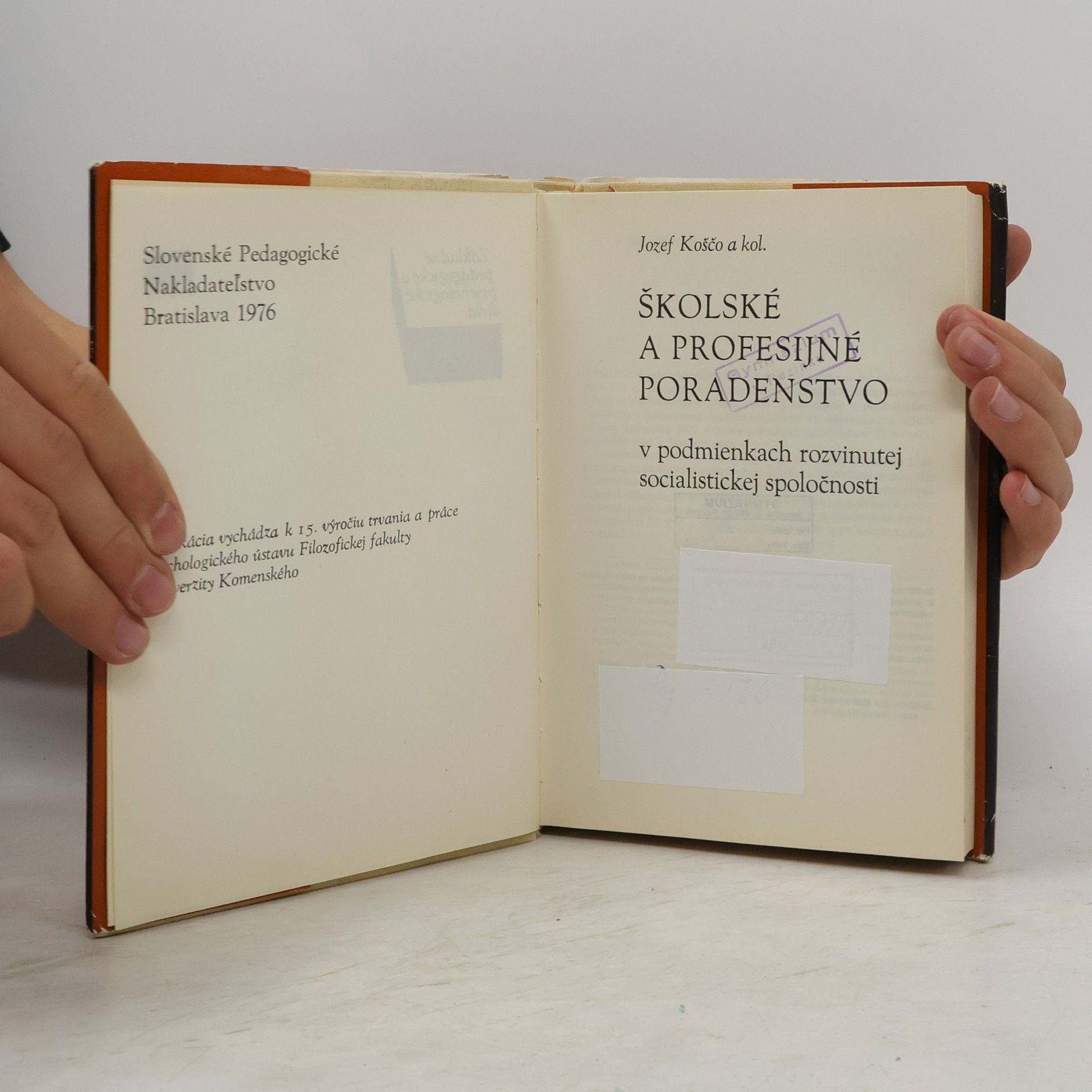 Various authors Školské a profesijné poradenstvo v podmienkach rozvinutej socialistickej spoločnosti