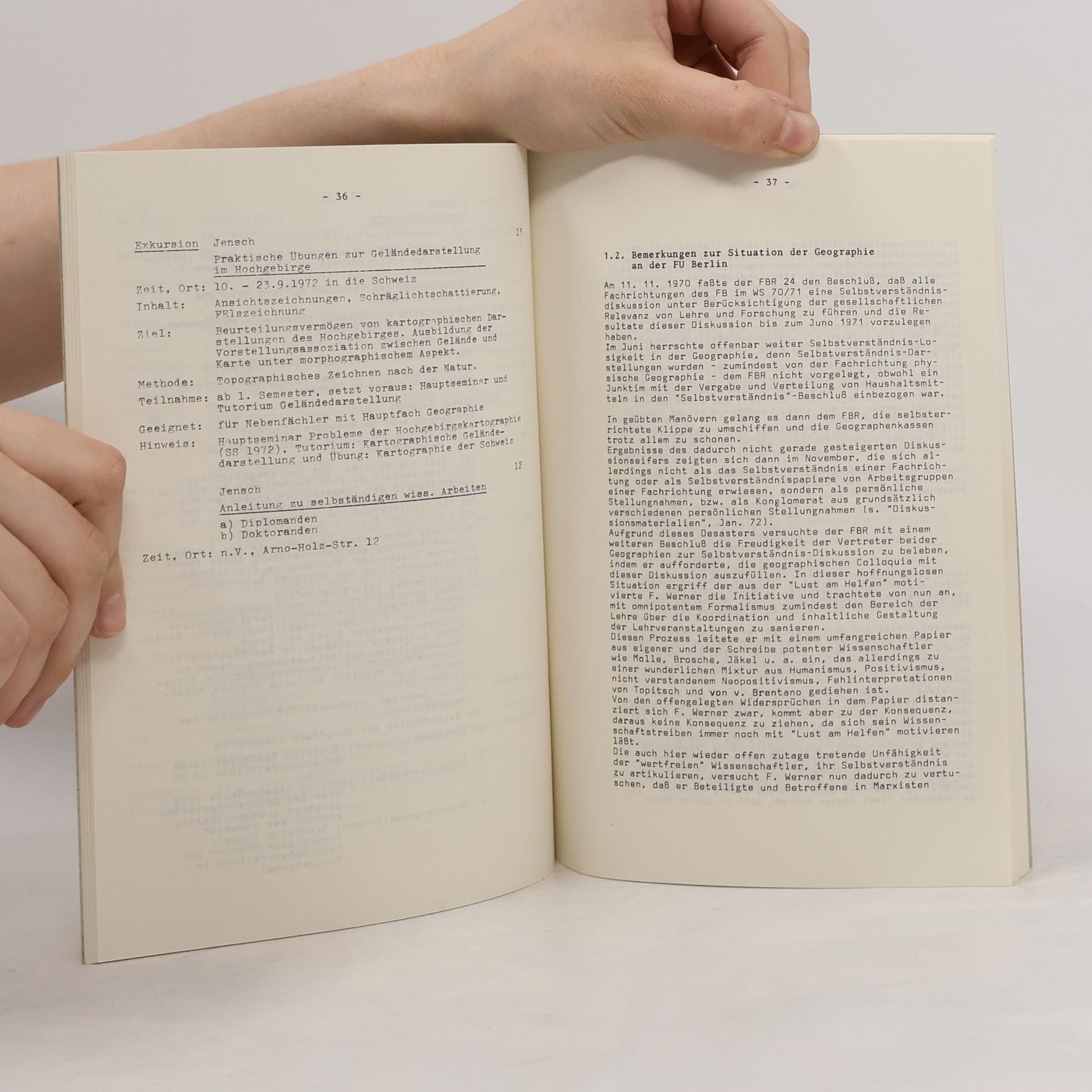 Collectif d'auteurs Vorlesungsverzeichnis Geographie und kommentiertes Vorlesungsverzeichnis der Geowissenschaften SS 72