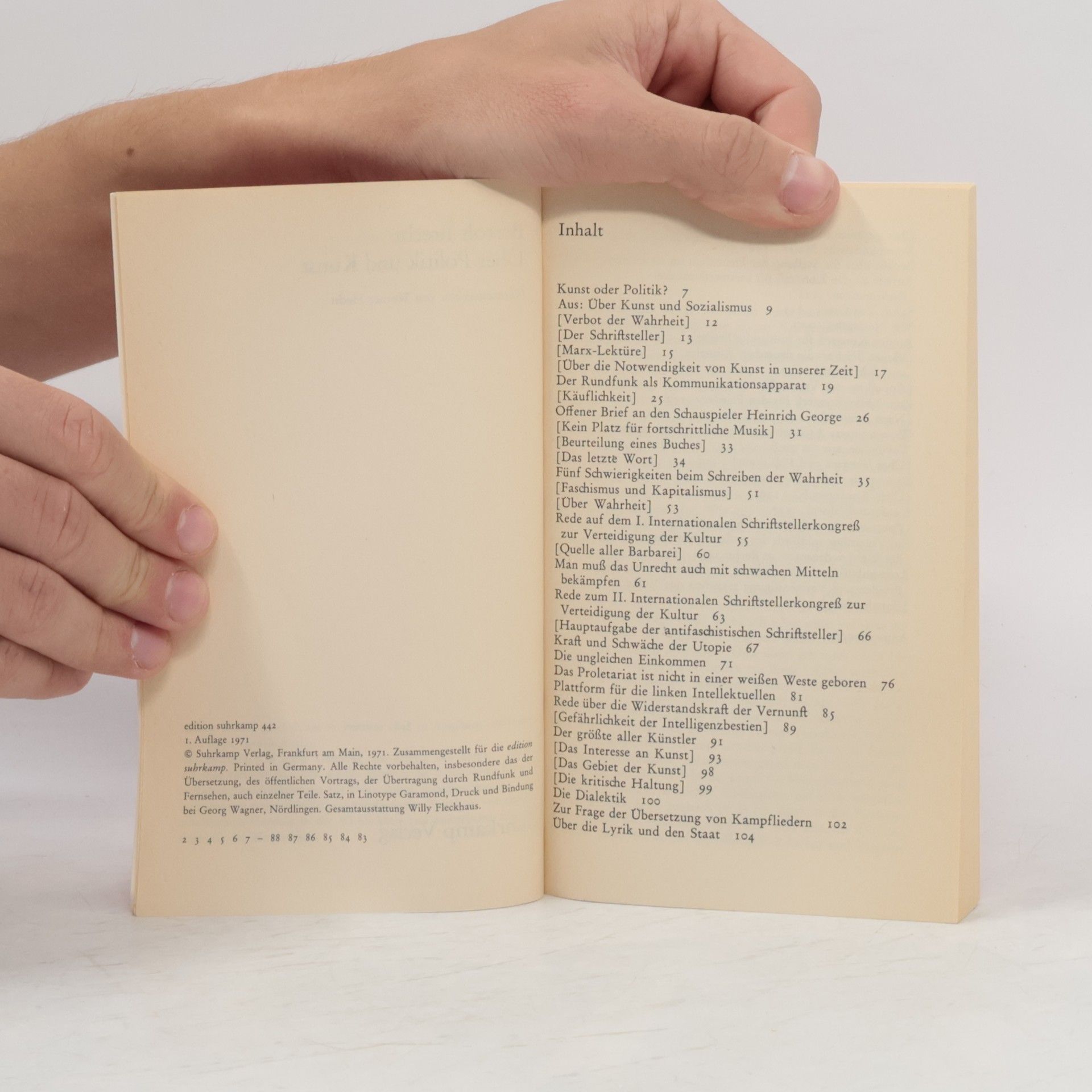 Bertolt Brecht Über Politik und Kunst