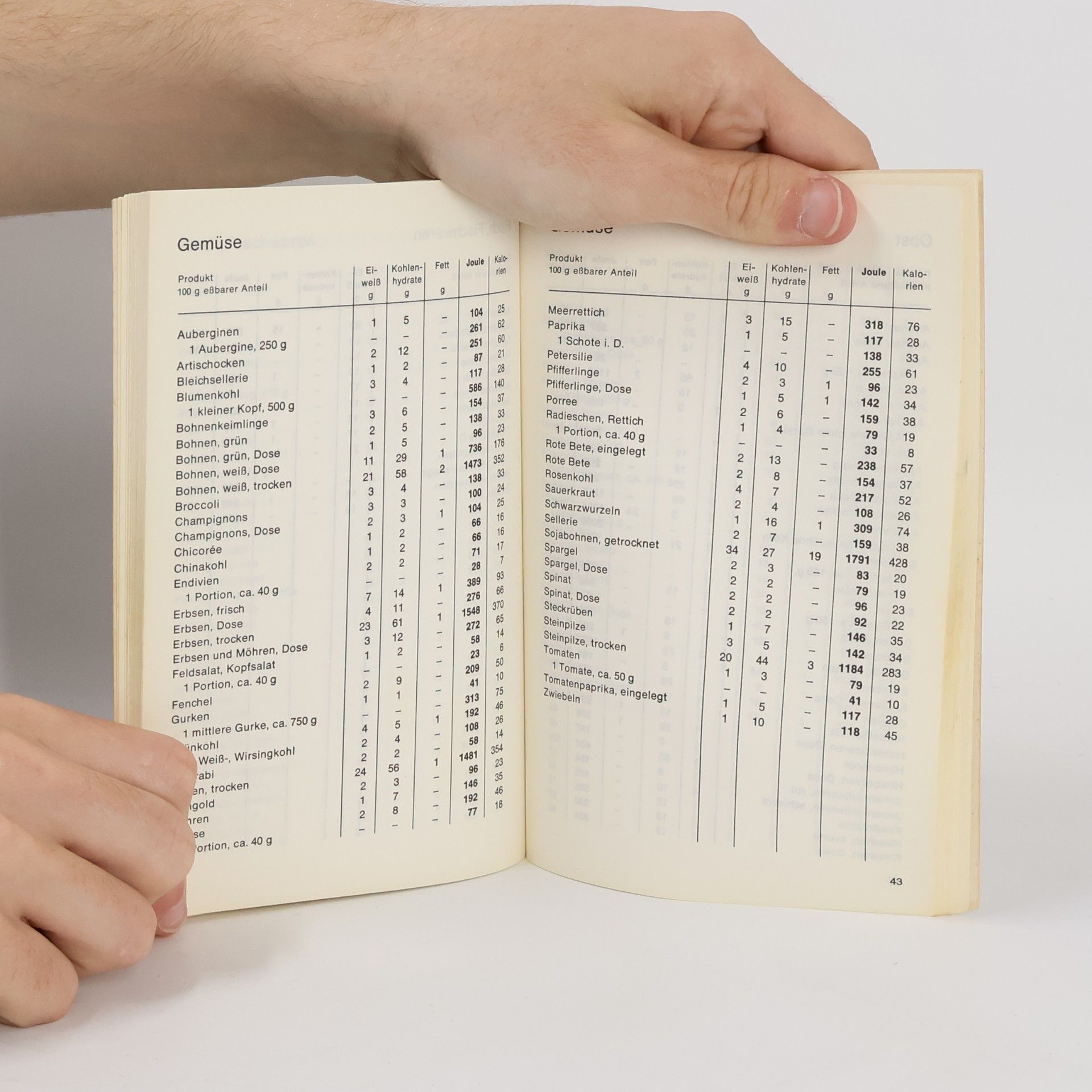 Autorenkollektiv Tabellen für Joule (Kalorien)