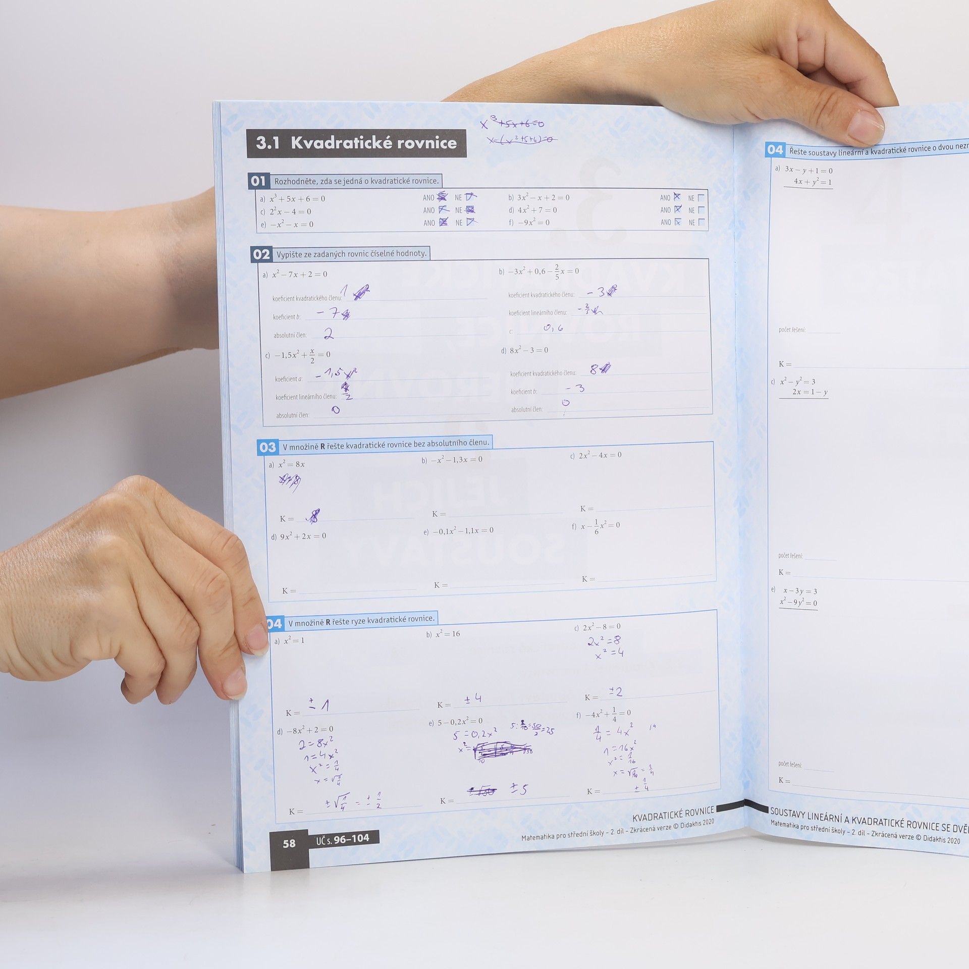 Marie Chadimová Matematika pro střední školy. 2. díl, Výrazy, rovnice a nerovnice : zkrácená verze : pracovní sešit