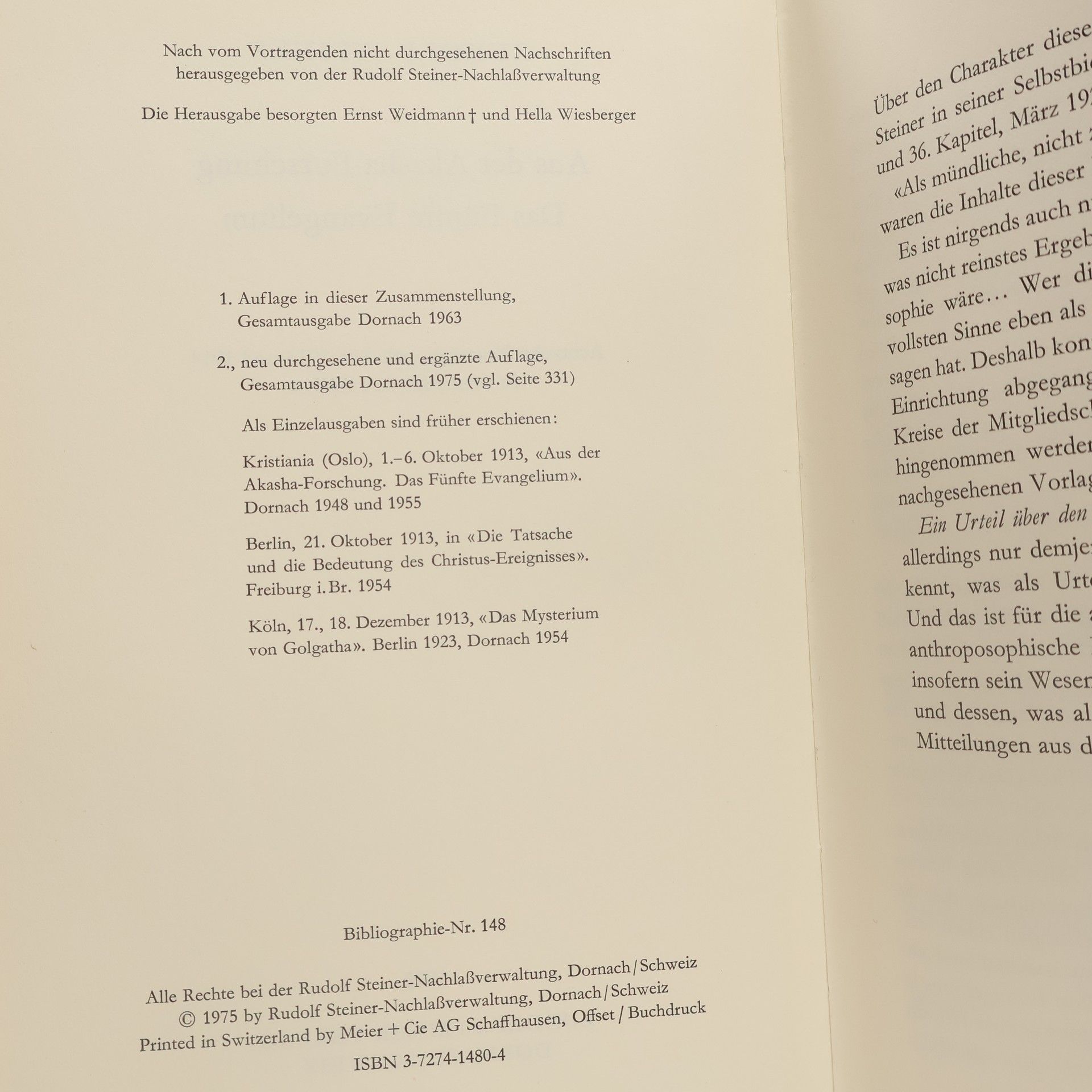 Rudolf Steiner Aus der Akasha-Forschung; Das fünfte Evangelium
