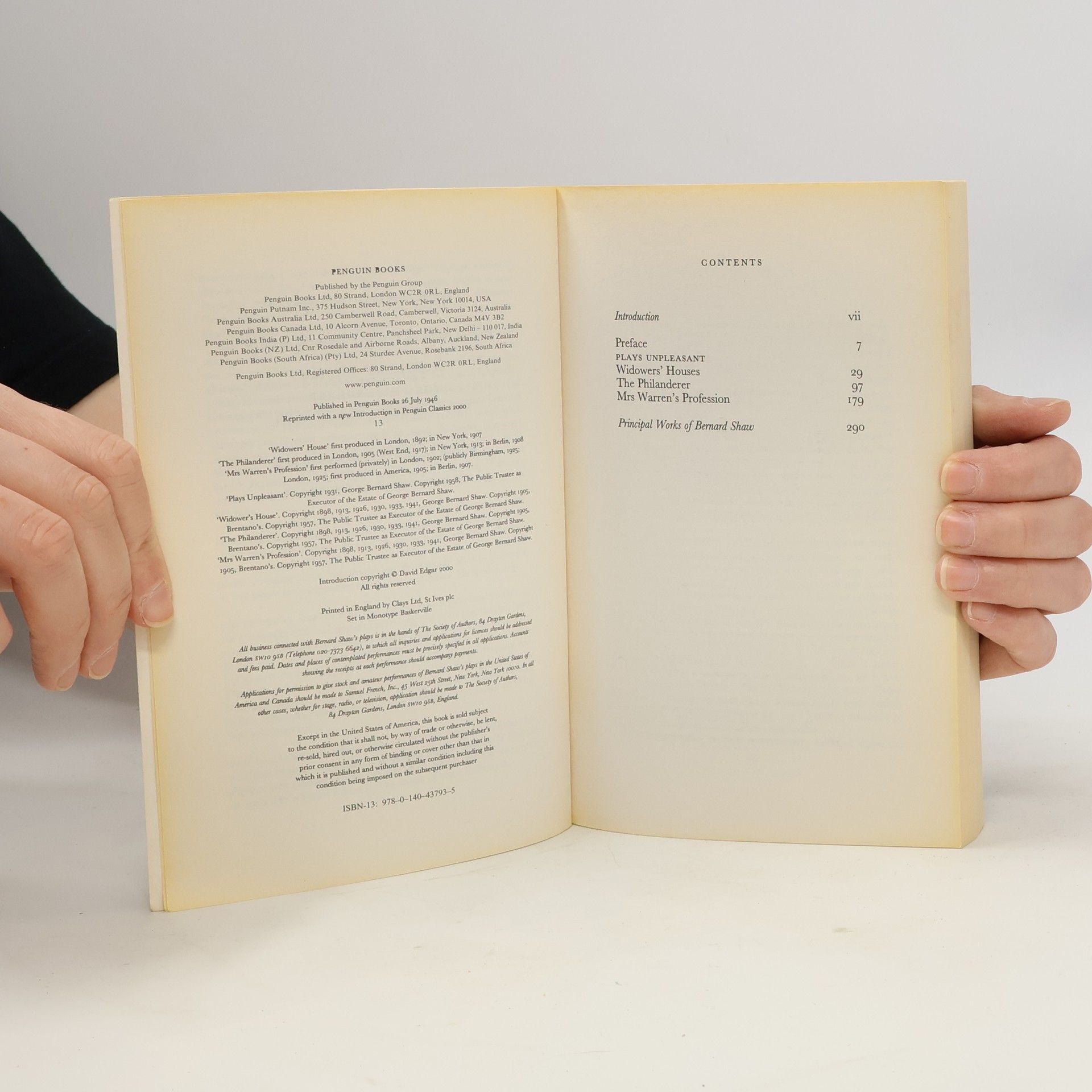 George Bernard Shaw Penguin Classics: Plays Unpleasant