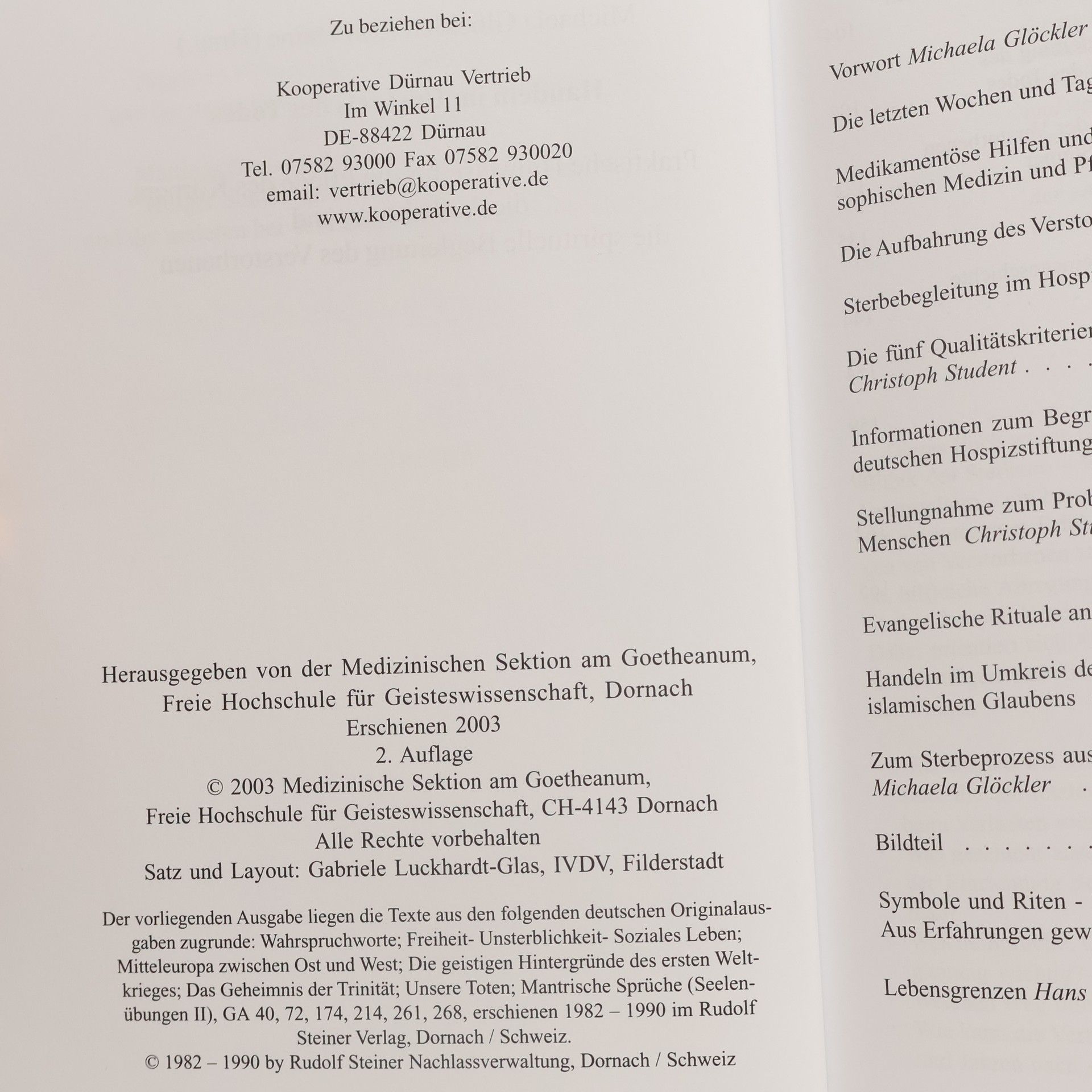 Michaela Glöckler Handeln im Umkreis des Todes