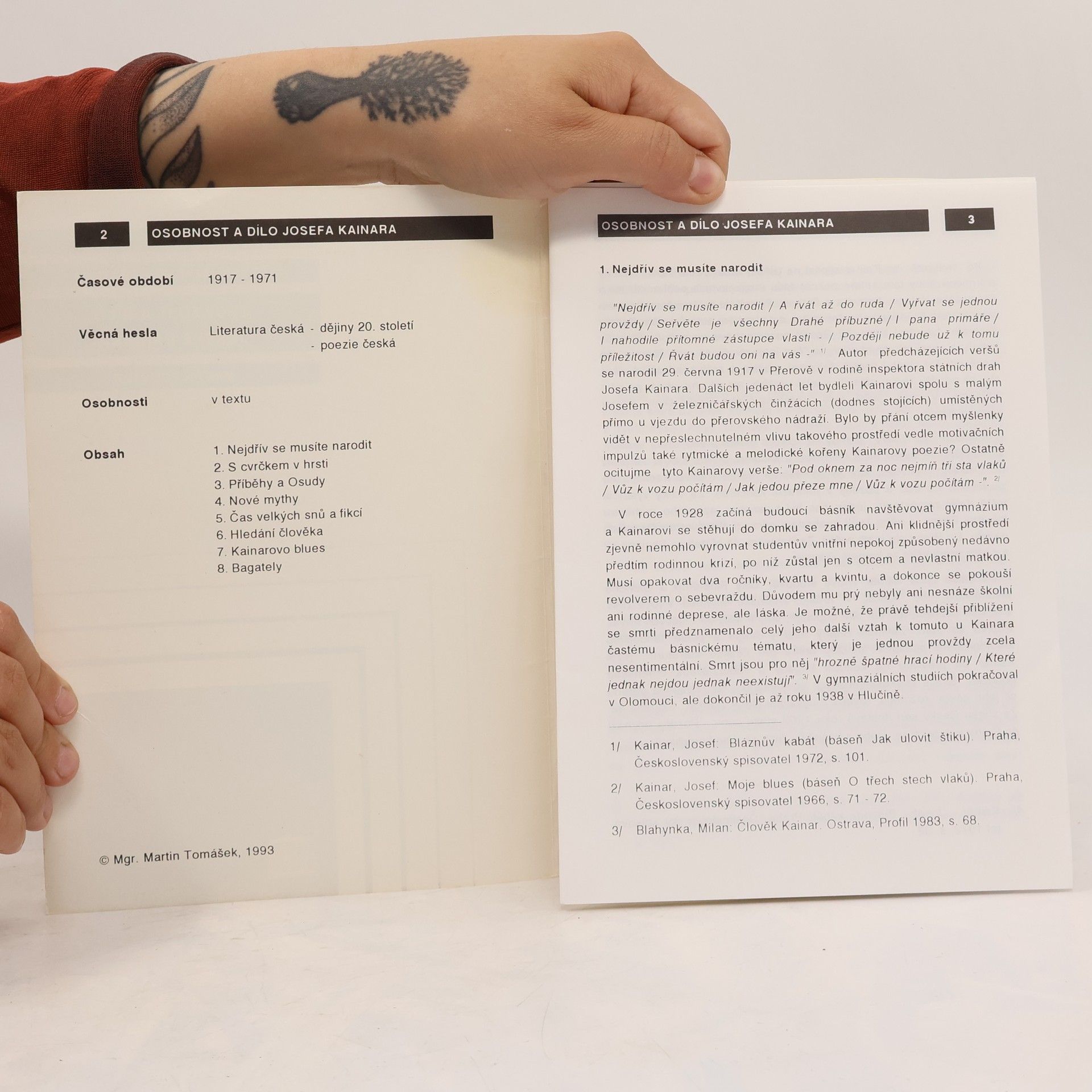 Martin Tomášek Tematický sešit. Český jazyk a literatura. Osobnost a dílo Josefa Kainara