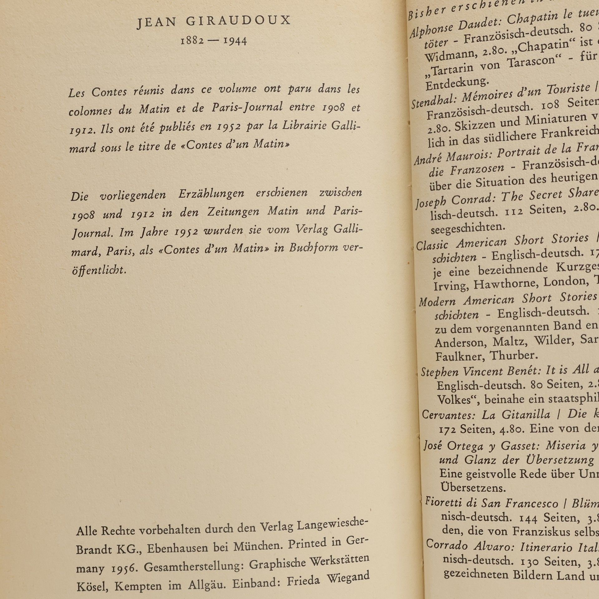 Jean Giraudoux Contes / Erzählungen