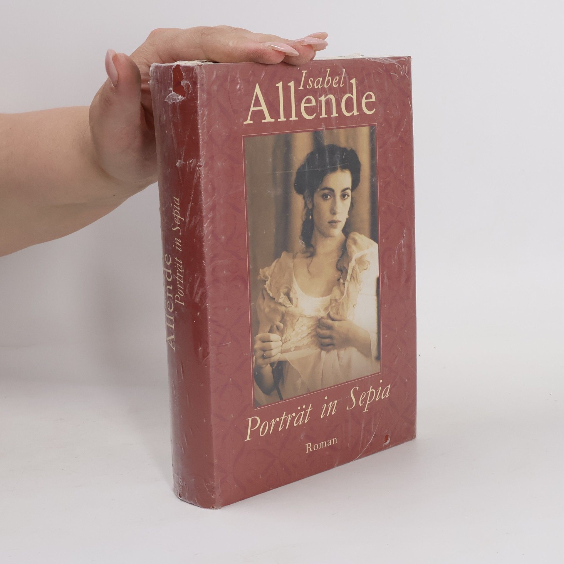 Isabel Allende Porträt in Sepia