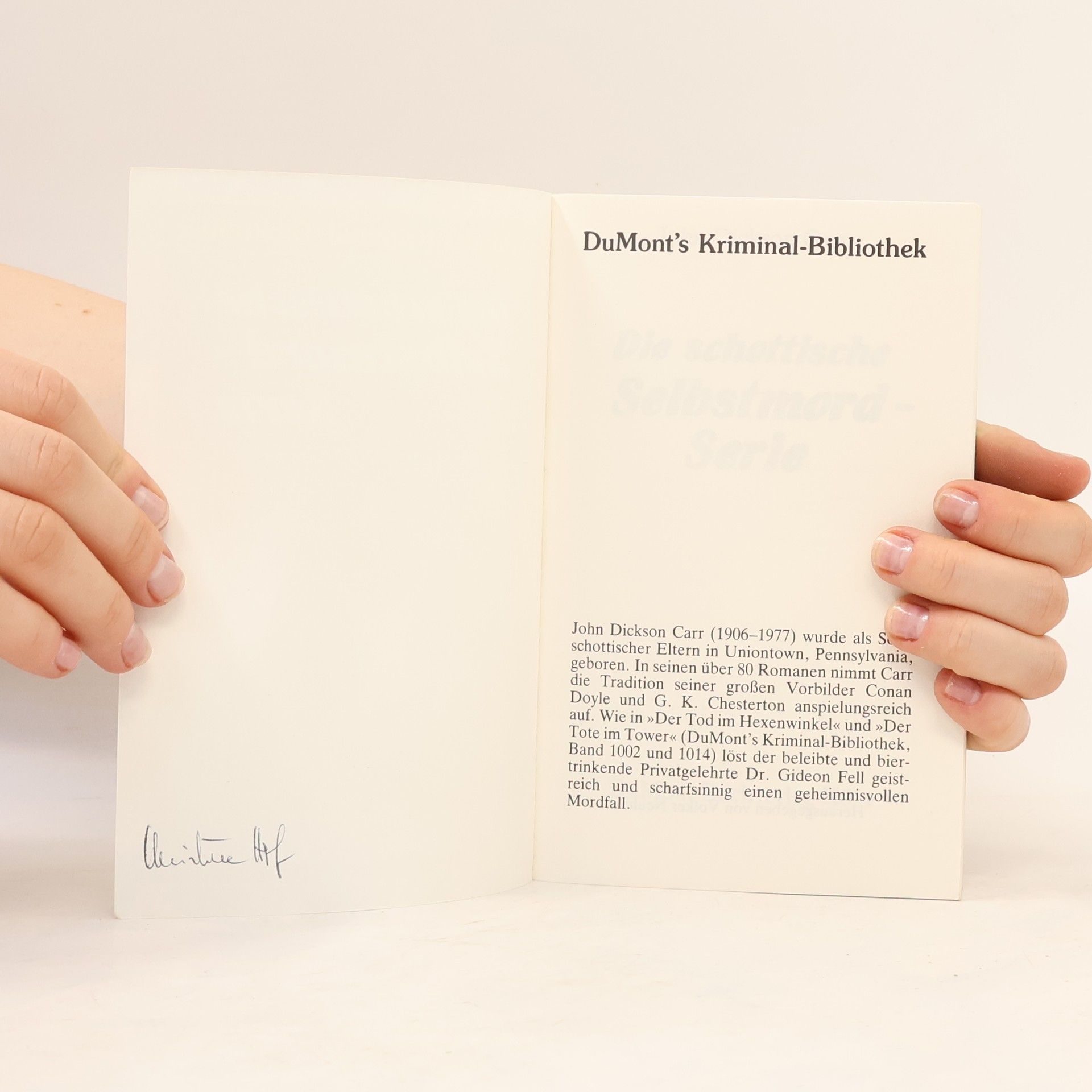 John Dickson Carr Die schottische Selbstmord- Serie.