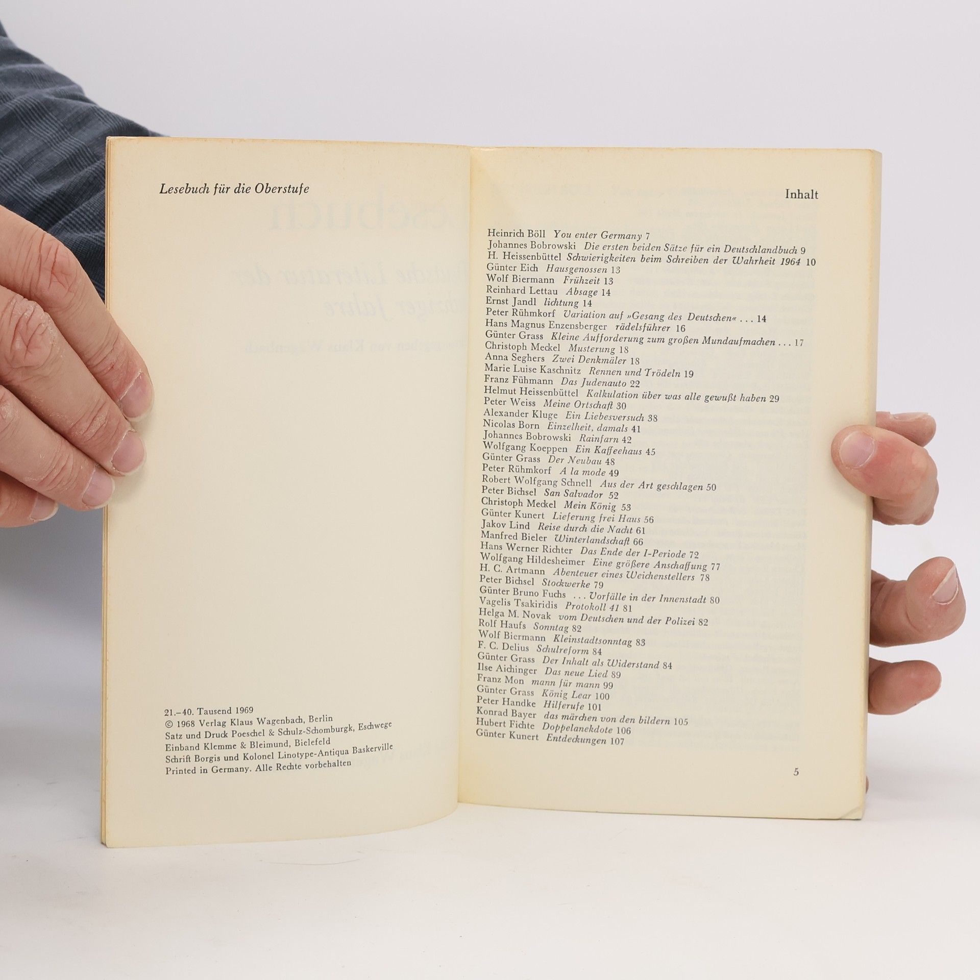 Klaus Wagenbach Lesebuch. Deutsche Literatur der sechziger Jahre