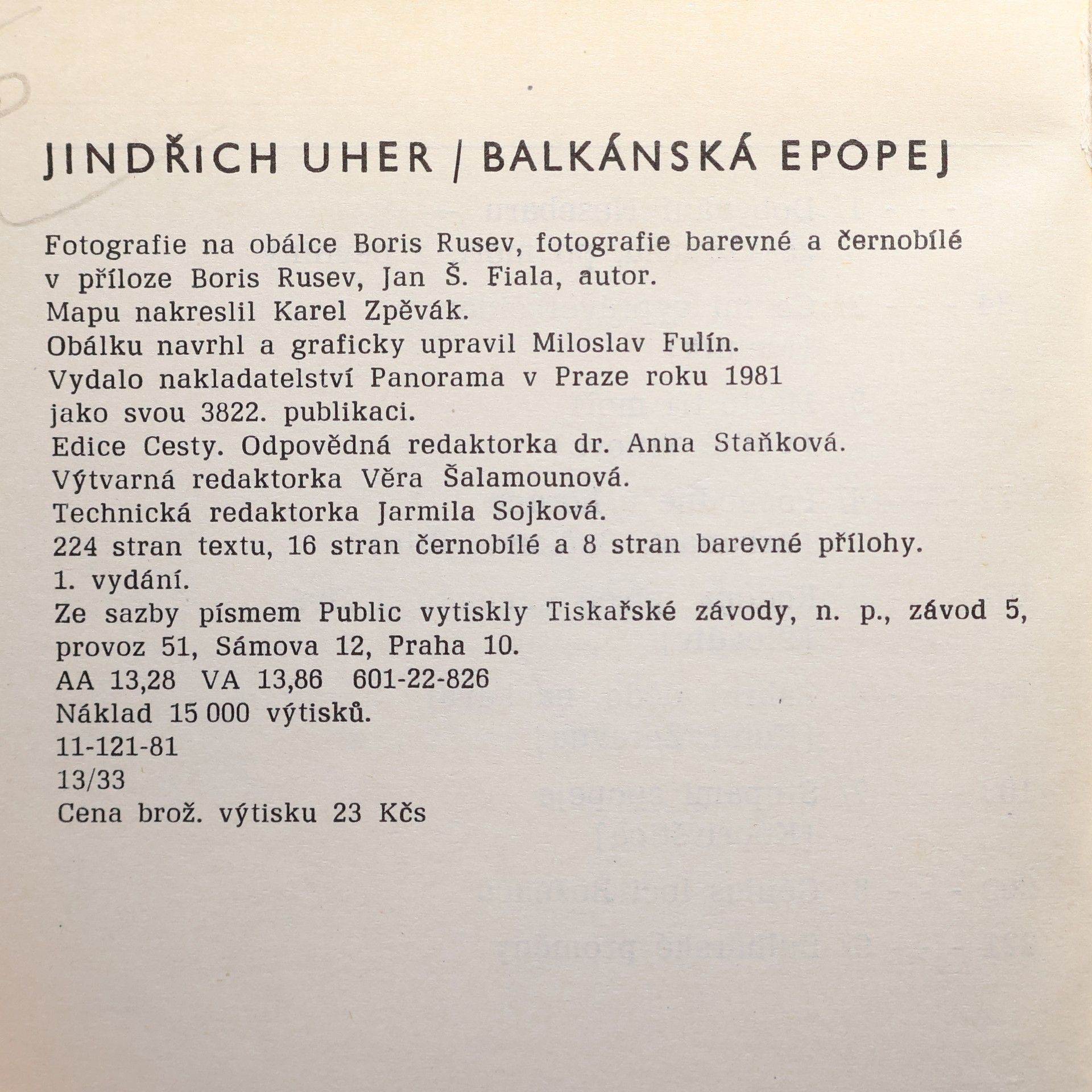 Jindřich Uher Balkánská epopej