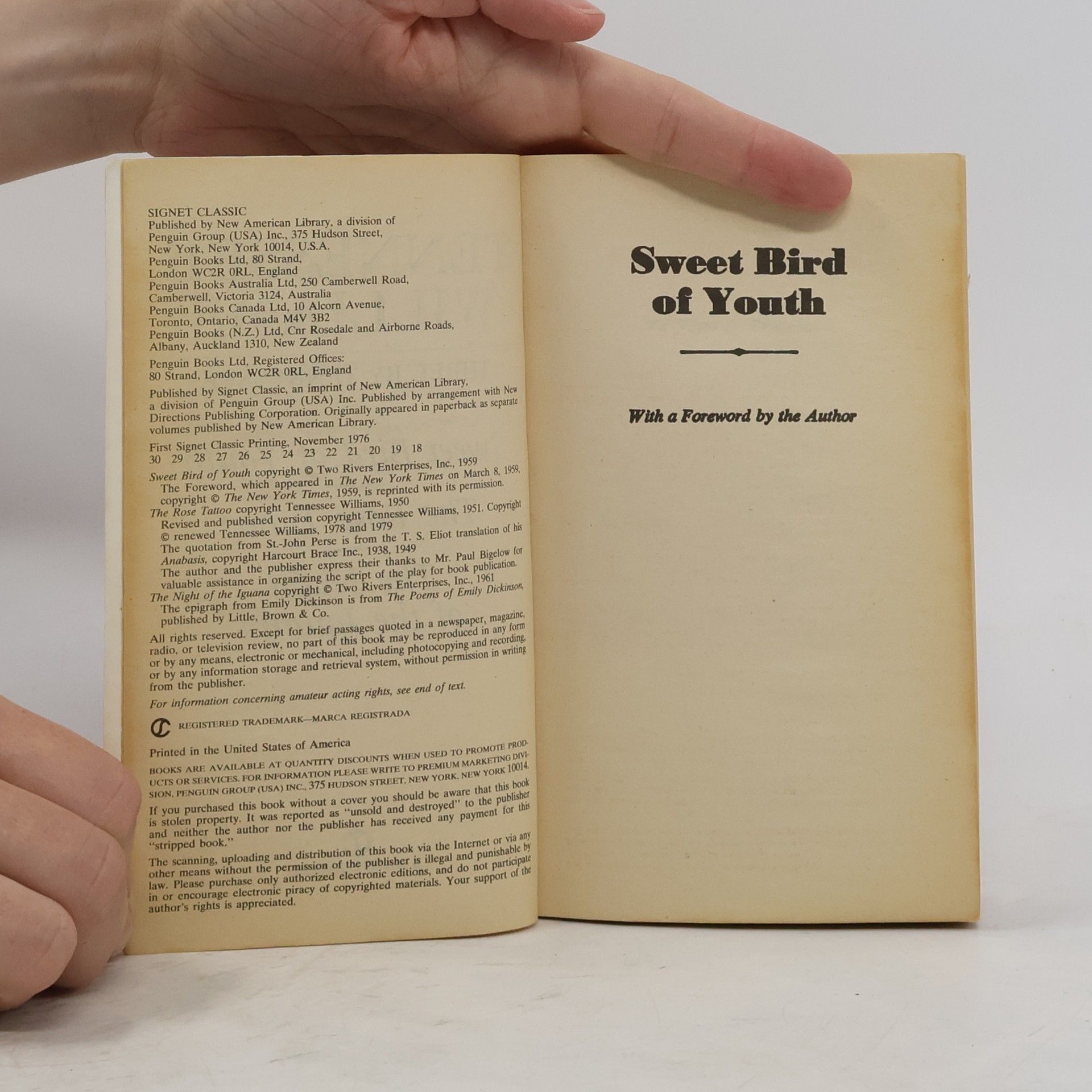 Tennessee Williams Signet Classic: Three By Tennessee