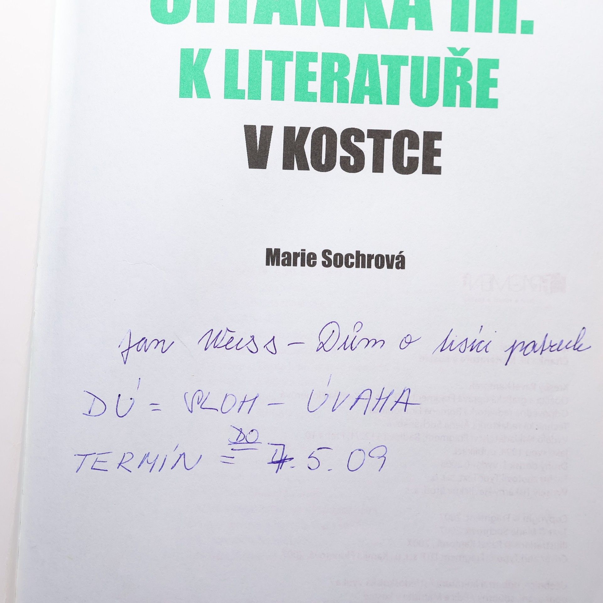 Marie Sochrová Čítanka III. k Literatuře v kostce
