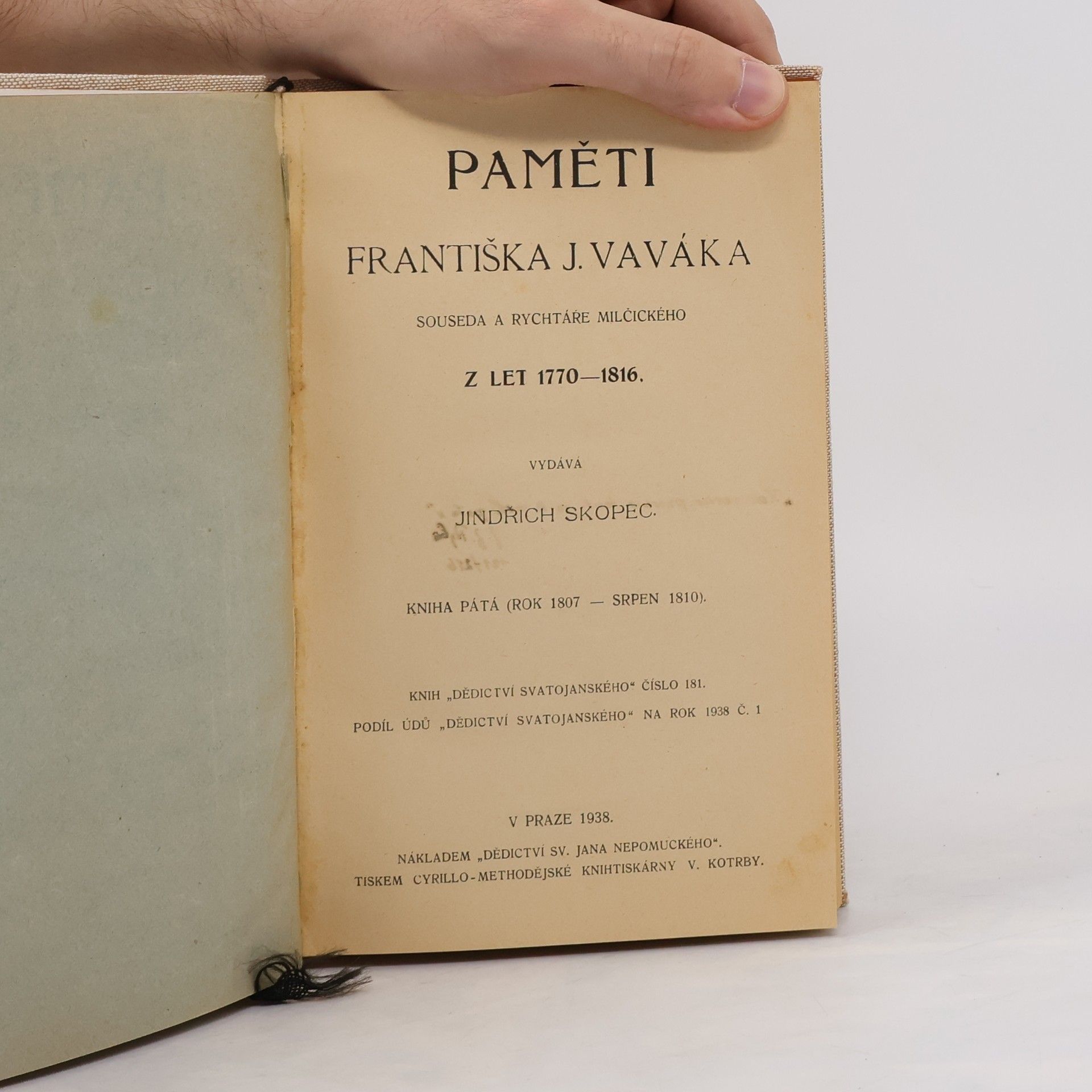Vavák František J. Paměti Františka J. Vaváka