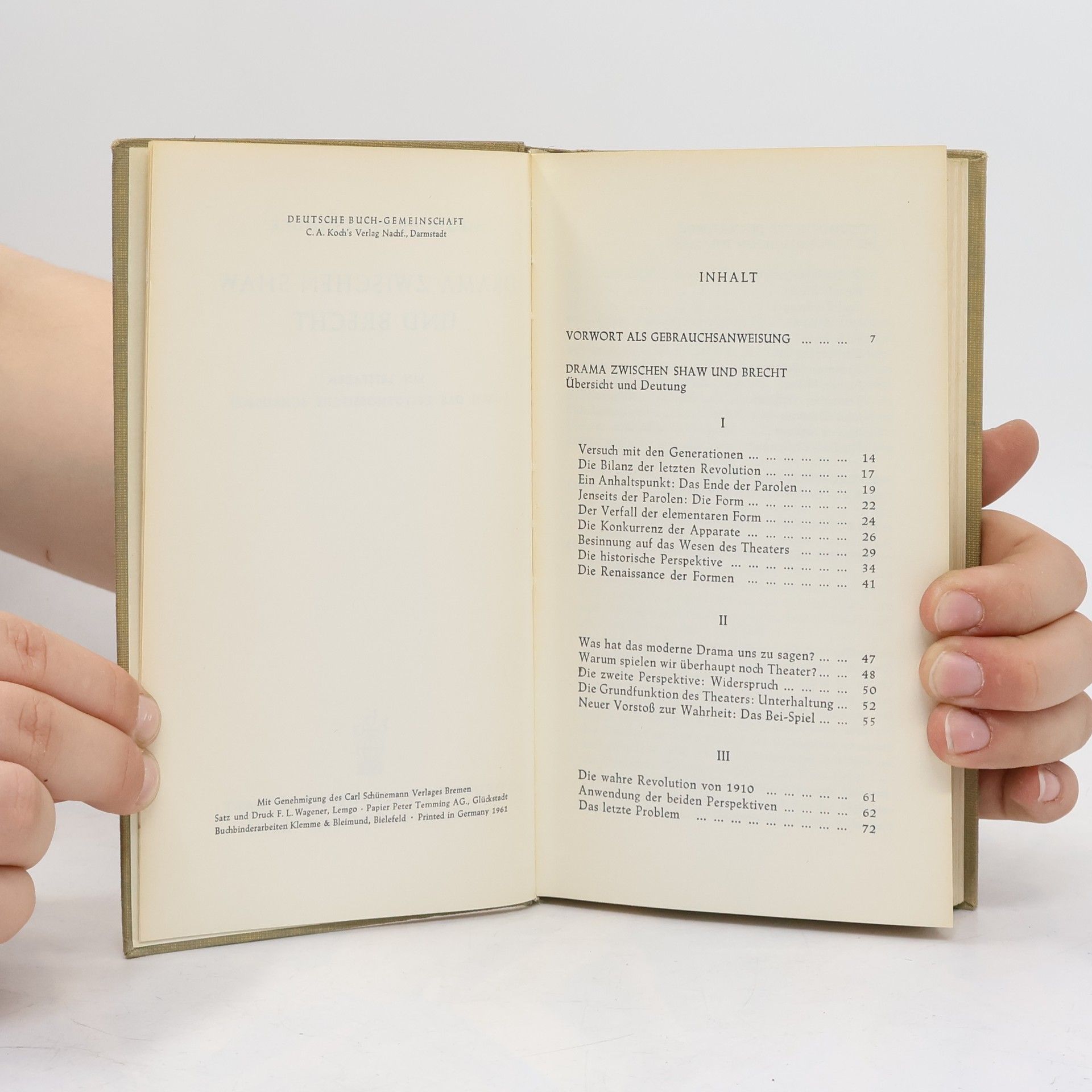 Siegfried Melchinger Drama zwischen Shaw und Brecht