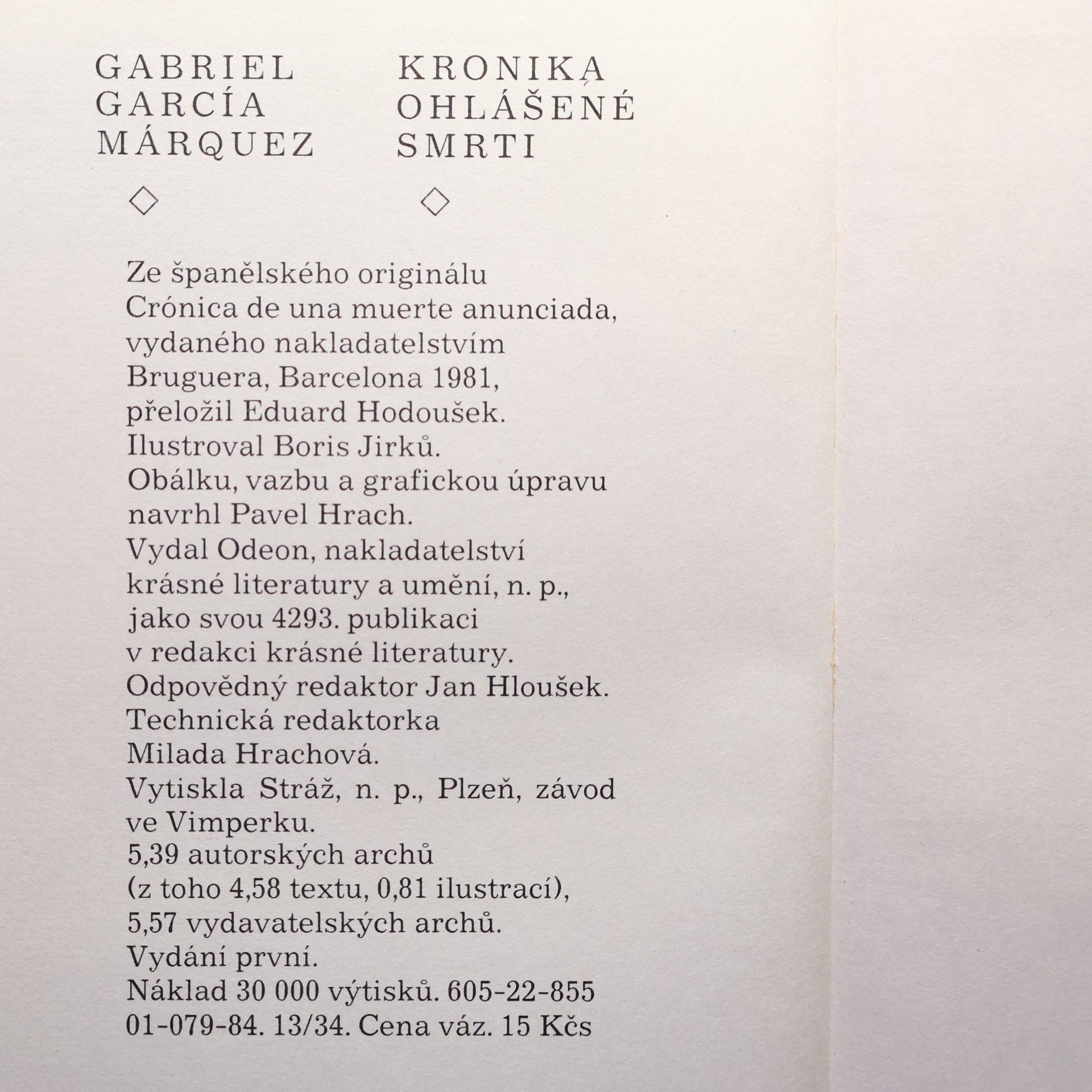 Gabriel García Márquez Kronika ohlášené smrti