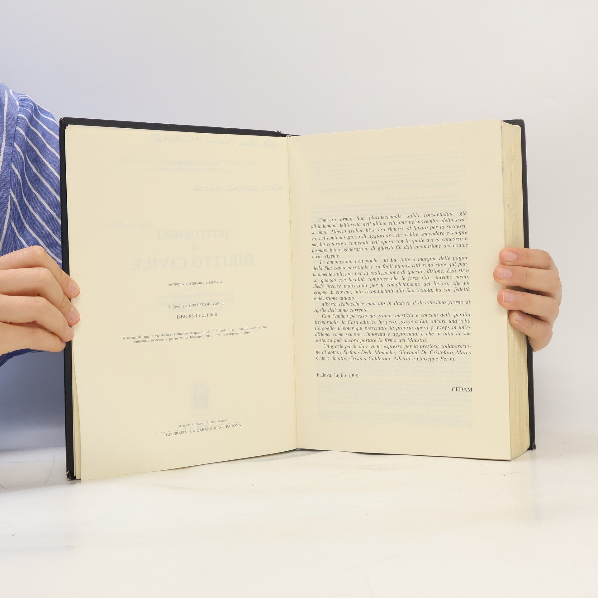 Alberto Trabucchi Manuali di scienze giuridiche: Istituzioni di Diritto Civile - XXIX edizione