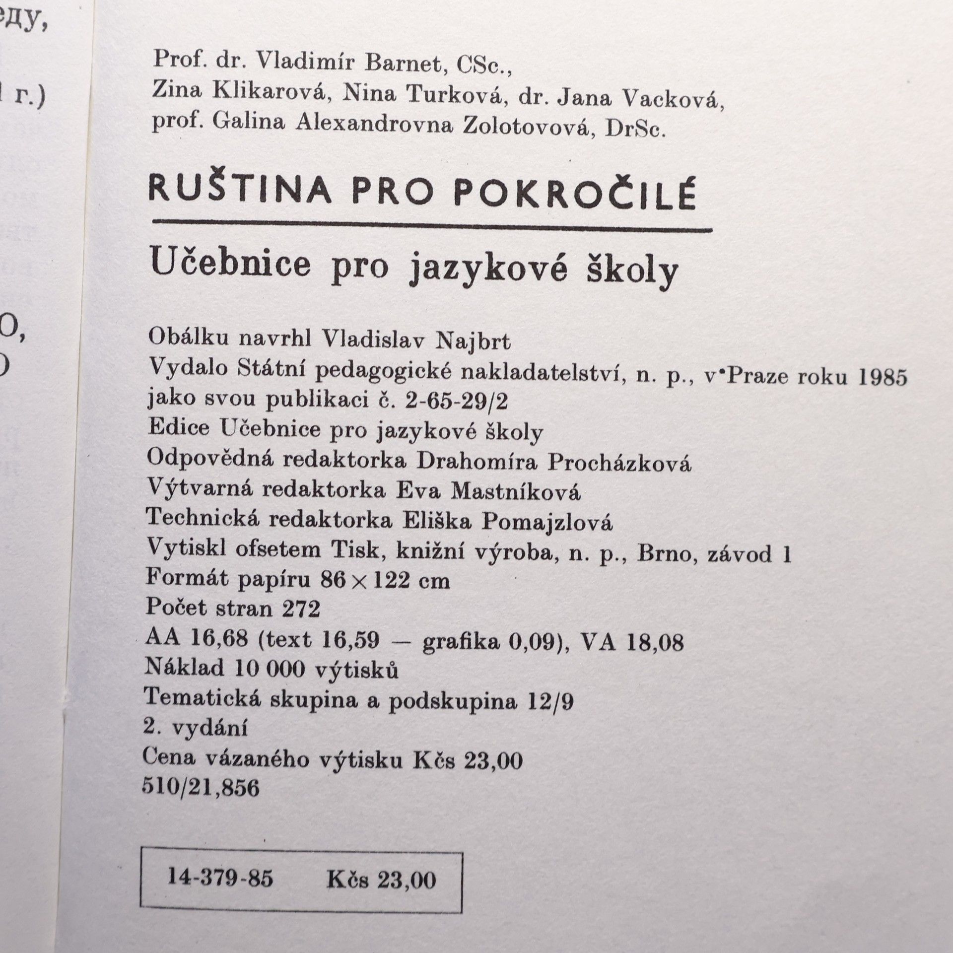 Jana Vacková Ruština pro pokročilé : učebnice pro jazykové školy