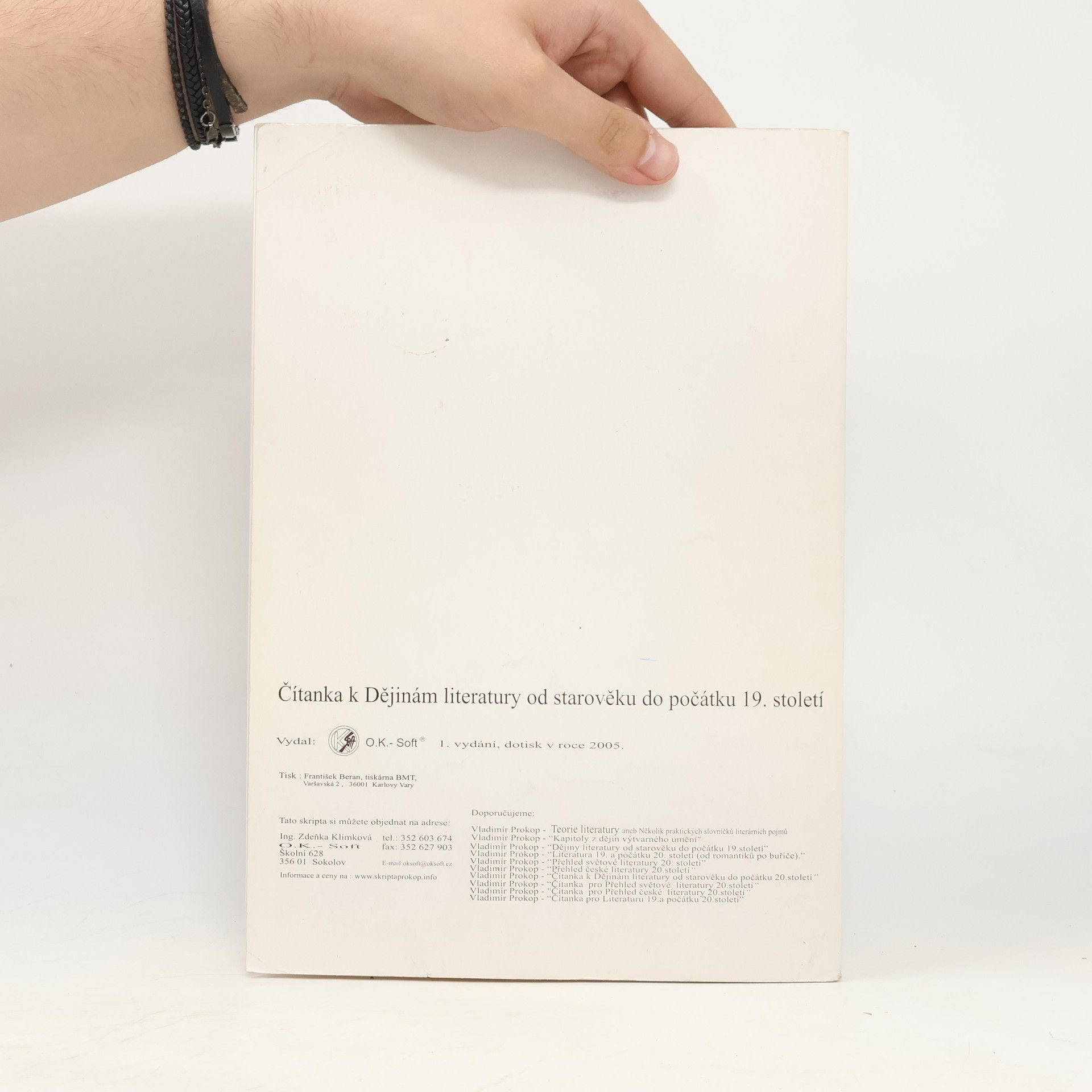 Vladimír Prokop Čítanka k dějinám literatury od starověku do počátku 19. století