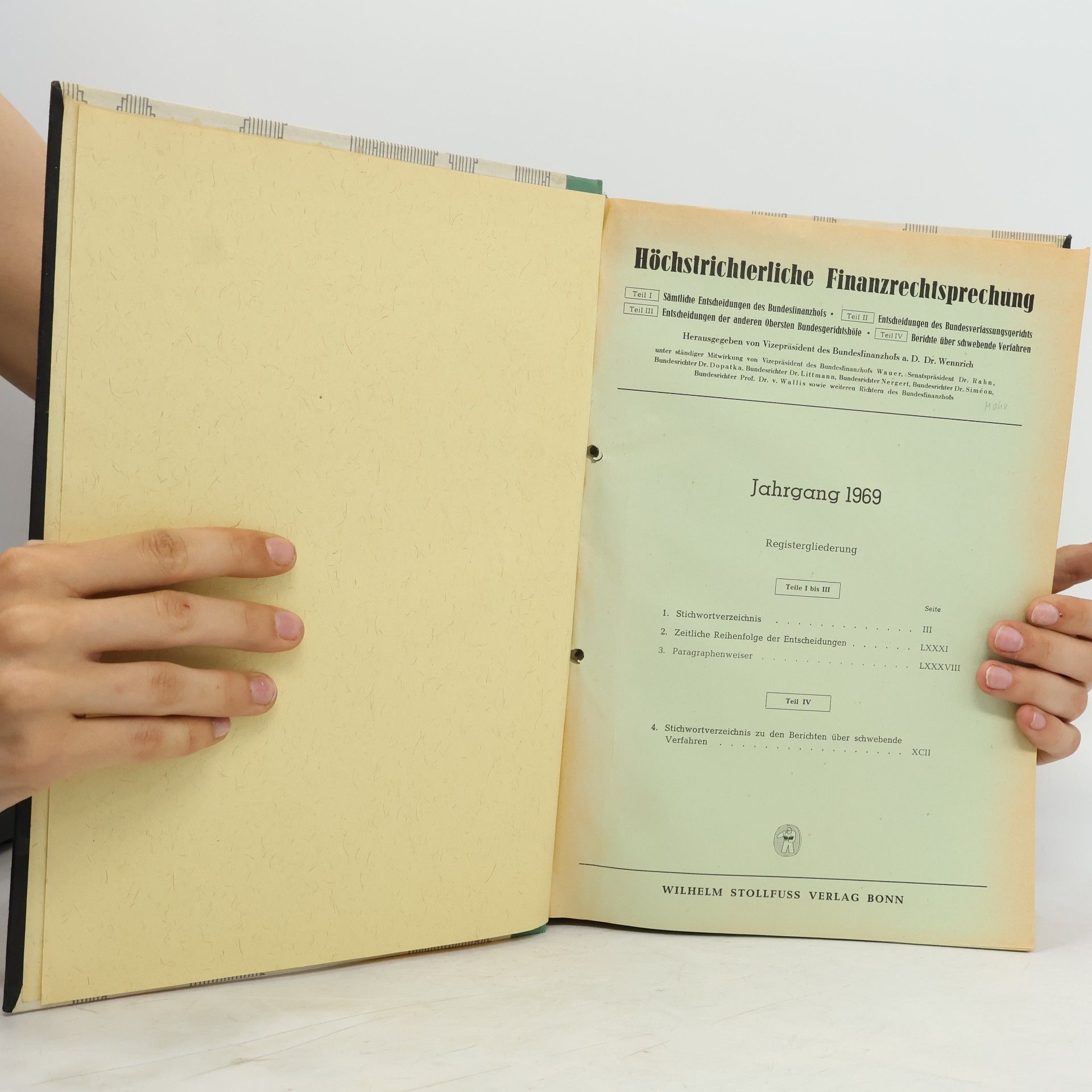 Autorenkollektiv Höchstrichterliche Finanzrechtsprechung 1969