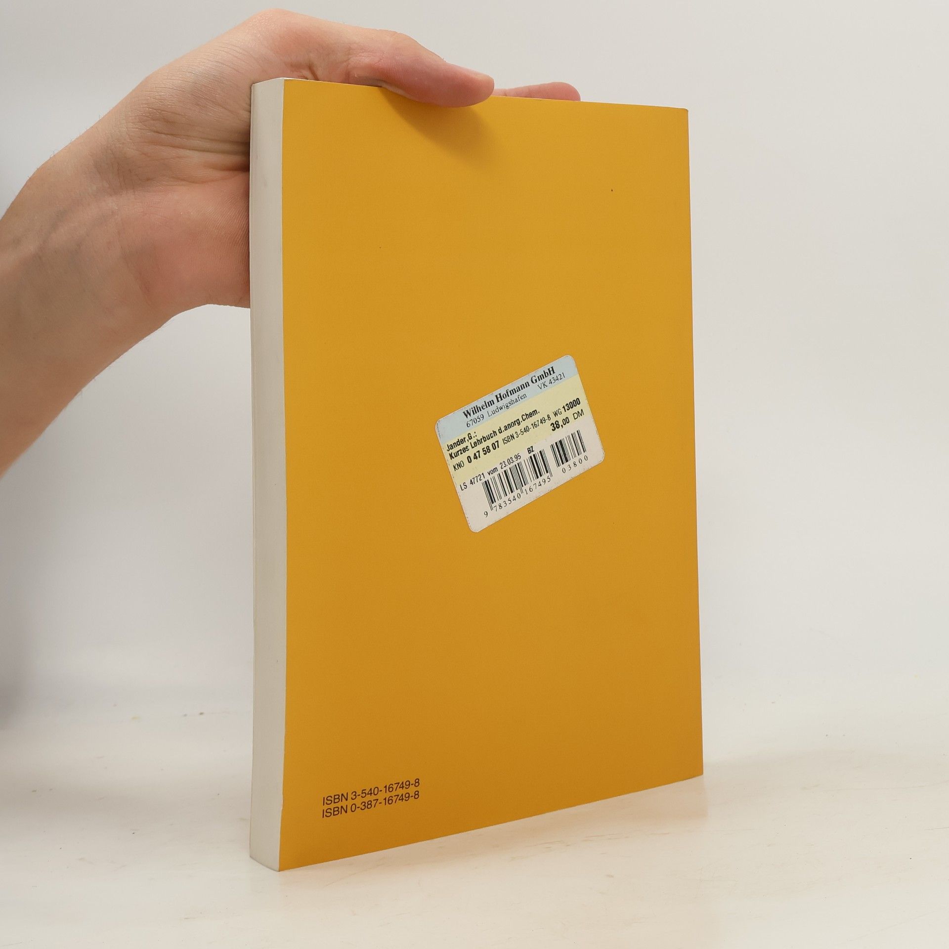 Gerhart Jander Kurzes Lehrbuch der anorganischen und allgemeinen Chemie - Zehnte, überarbeitete Auflage, bearbeitet von J. Fenner, R. Minkwitz und H. Siegers