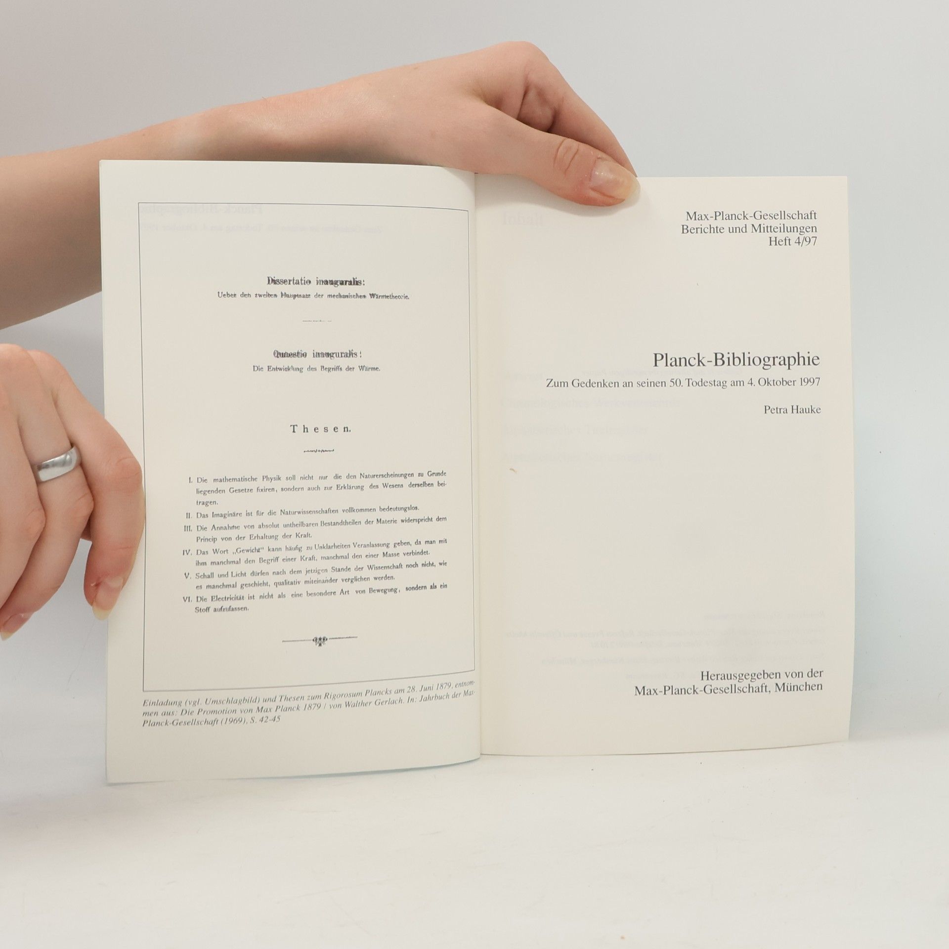 Autorenkollektiv Max-Planck-Gesellschaft. Berichte und Mitteilungen