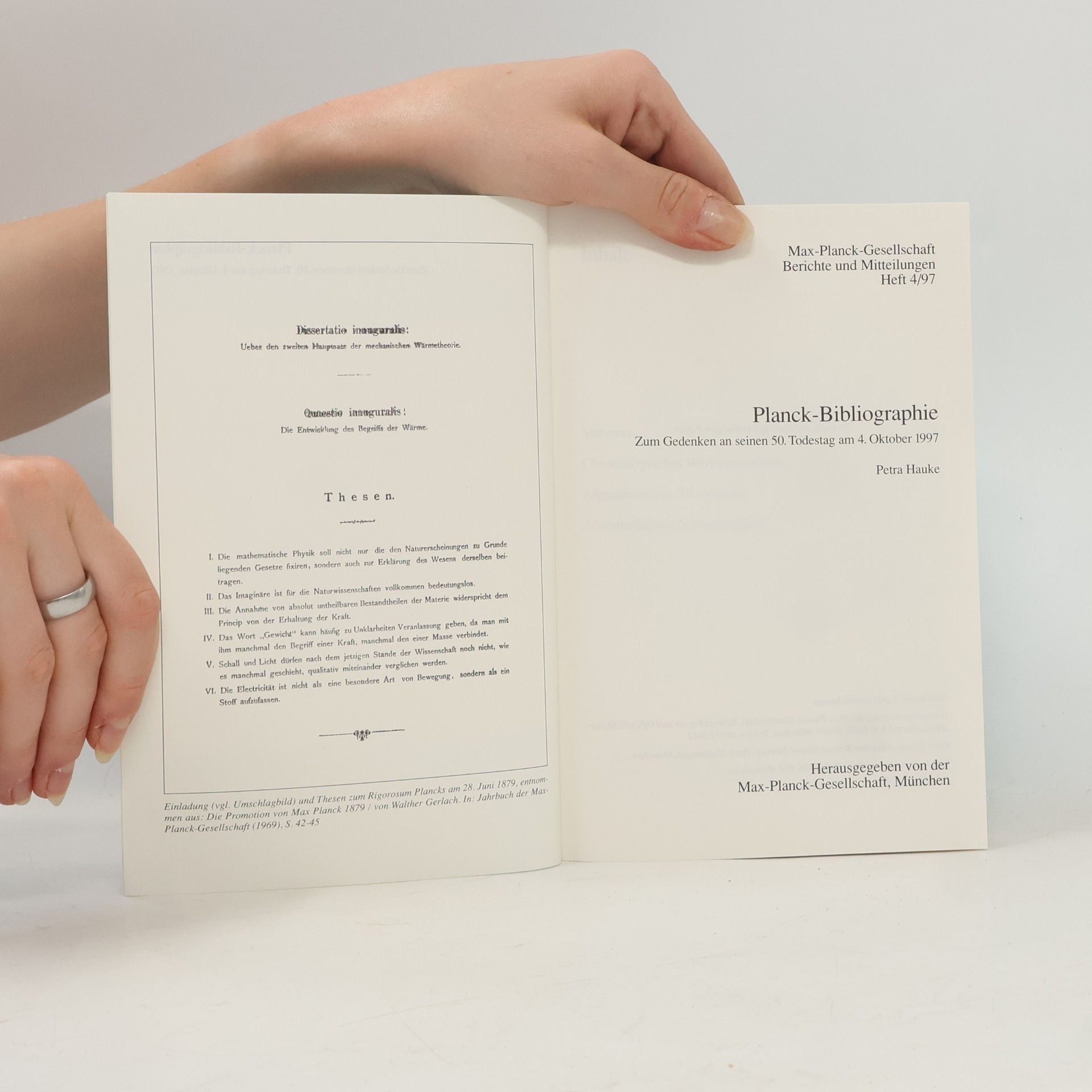 Max Planck Max-Planck-Gesellschaft. Berichte und Mitteilungen 4/97