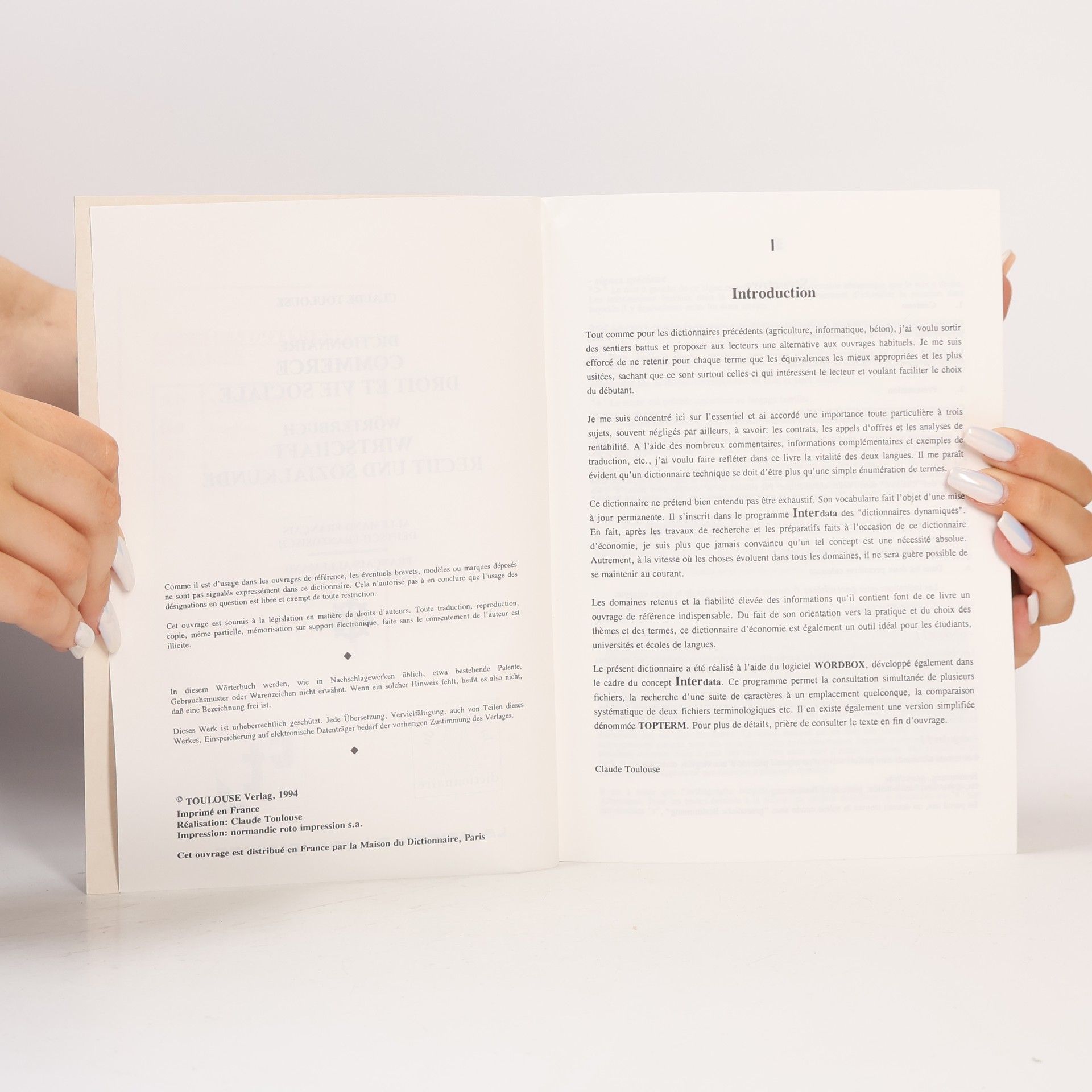 Claude Toulouse Dictionnaire Commerce, Droit et Vie Sociale / Wörterbuch Wirtschaft, Recht und Sozialkunde